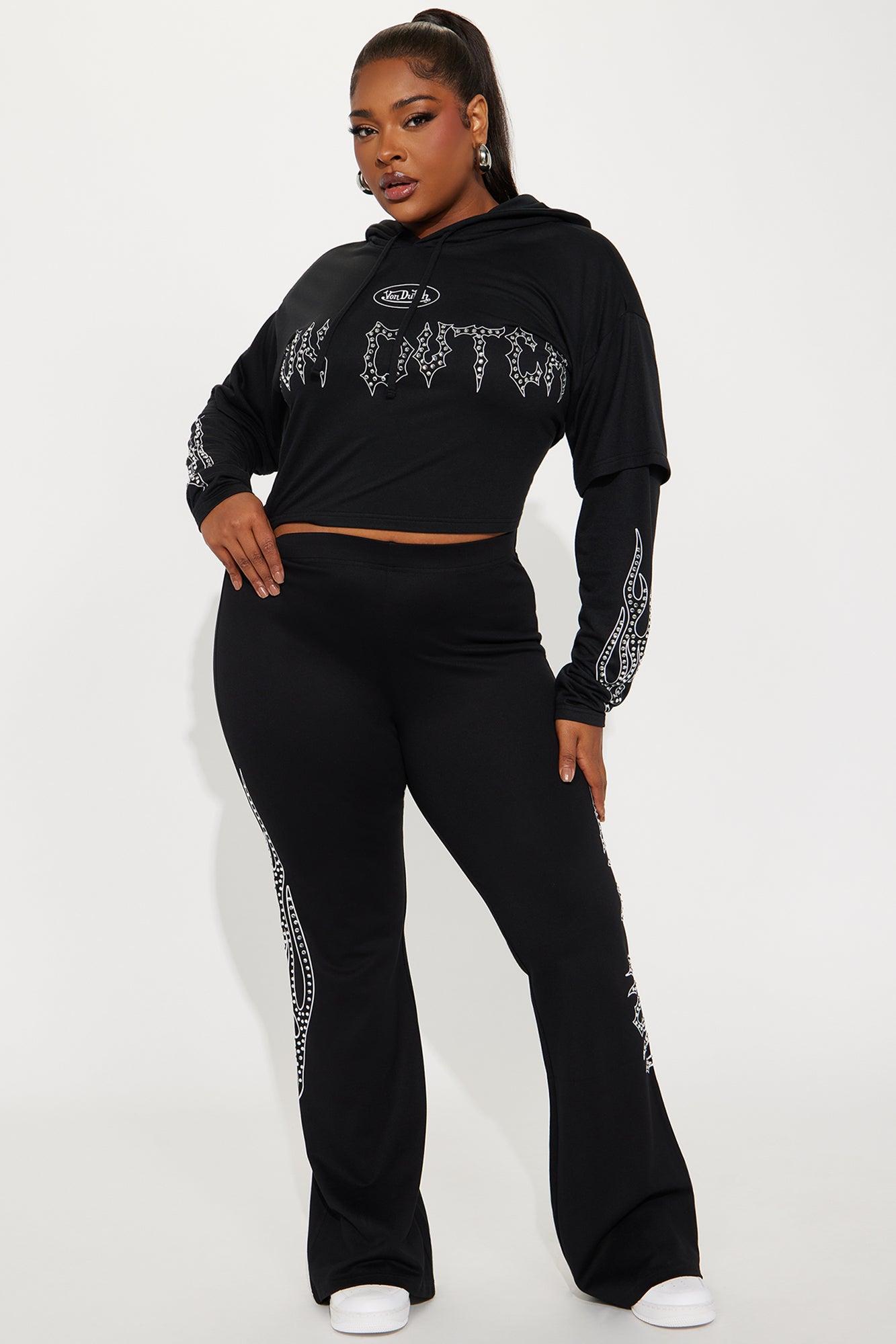 Von Dutch Fire Racer Rhinestone Flared Pant - Black Product Image