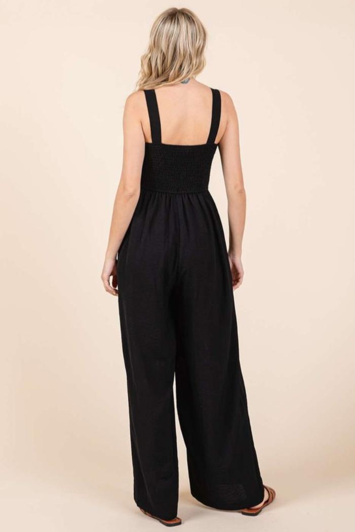 Smocked Wide Leg Jumpsuit Product Image