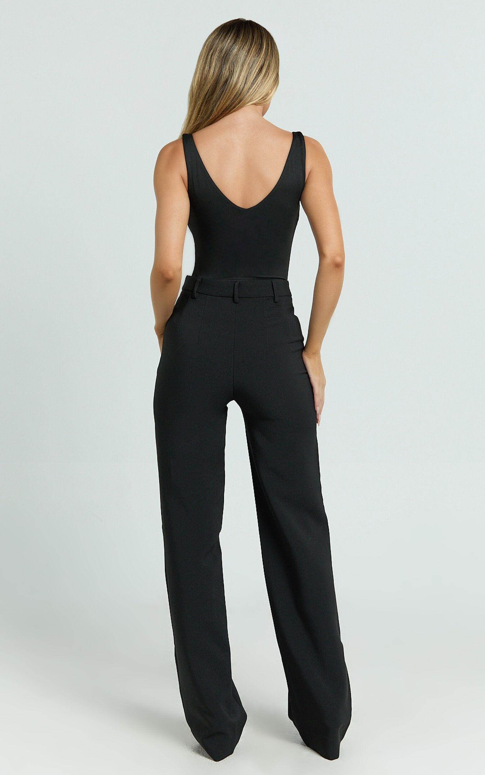 Sally Pants - Mid Waisted Straight Leg Tailored Pants in Black Product Image