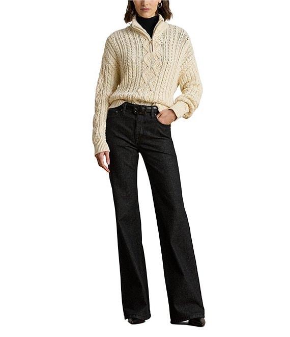 Lauren Ralph Lauren Knit Mock Neck Long Sleeve Quarter-Zip Pullover Sweater Product Image