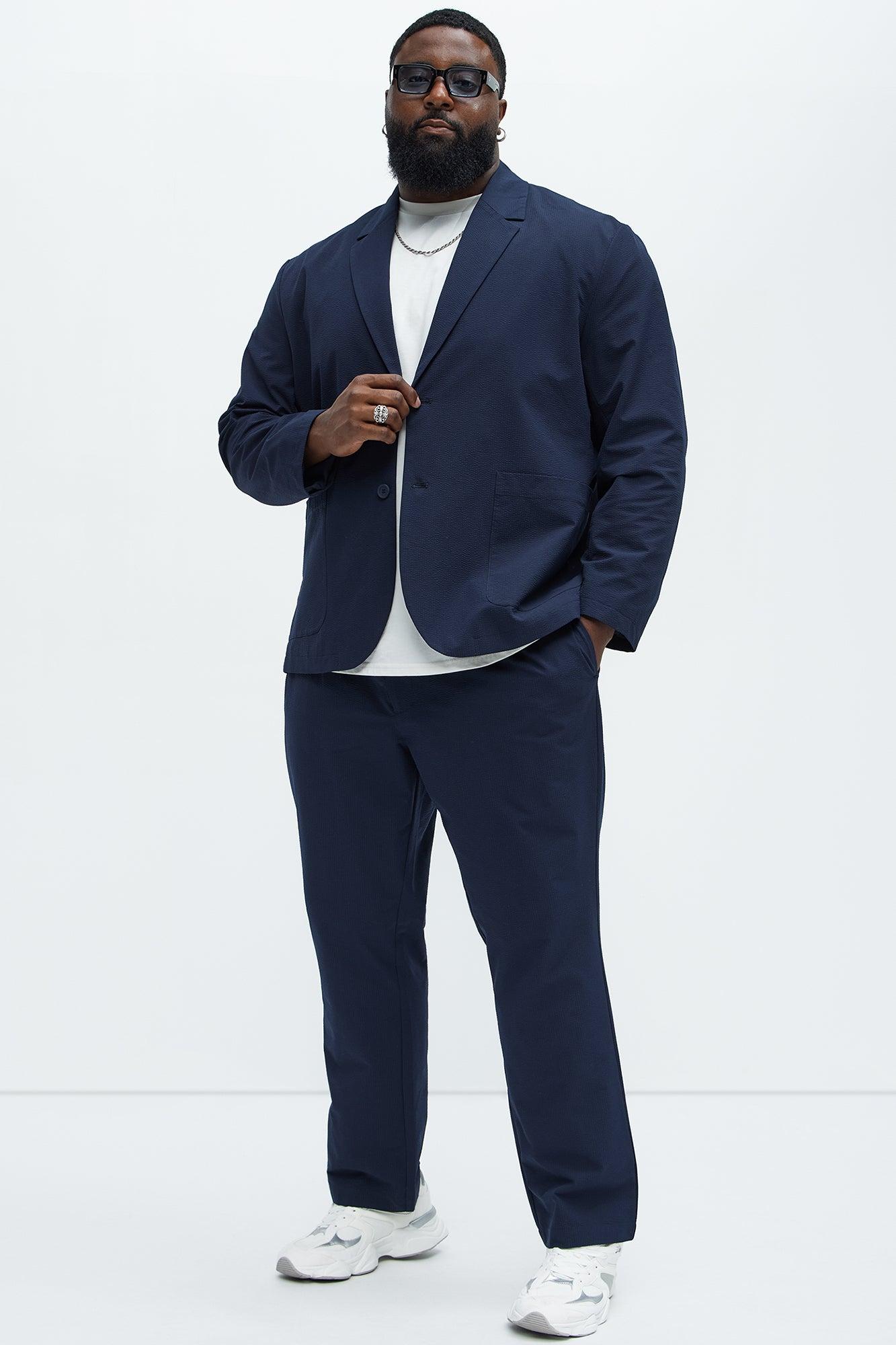 Seersucker Casual Blazer - Navy Product Image