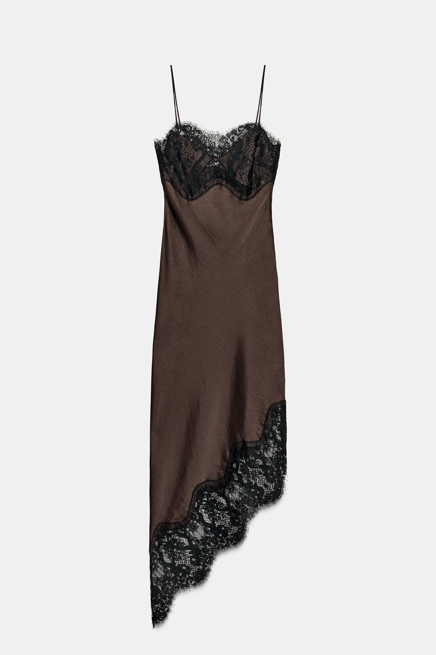 ASYMMETRICAL SATIN LACE DRESS ZW COLLECTION Product Image