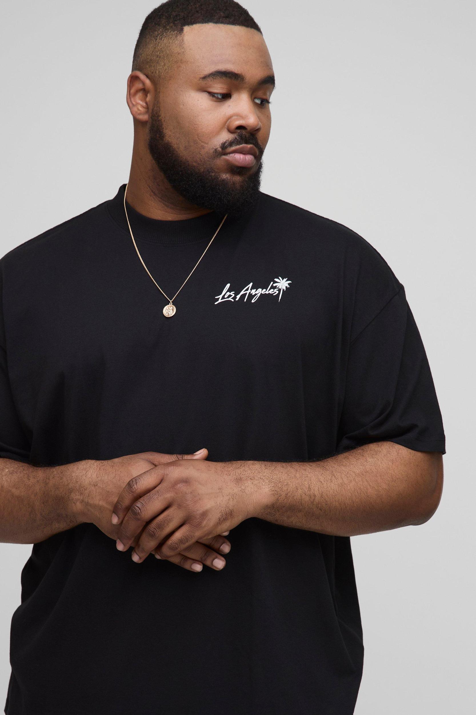 Plus Oversized Los Angeles Palm Printed T-Shirt | boohooMAN USA Product Image