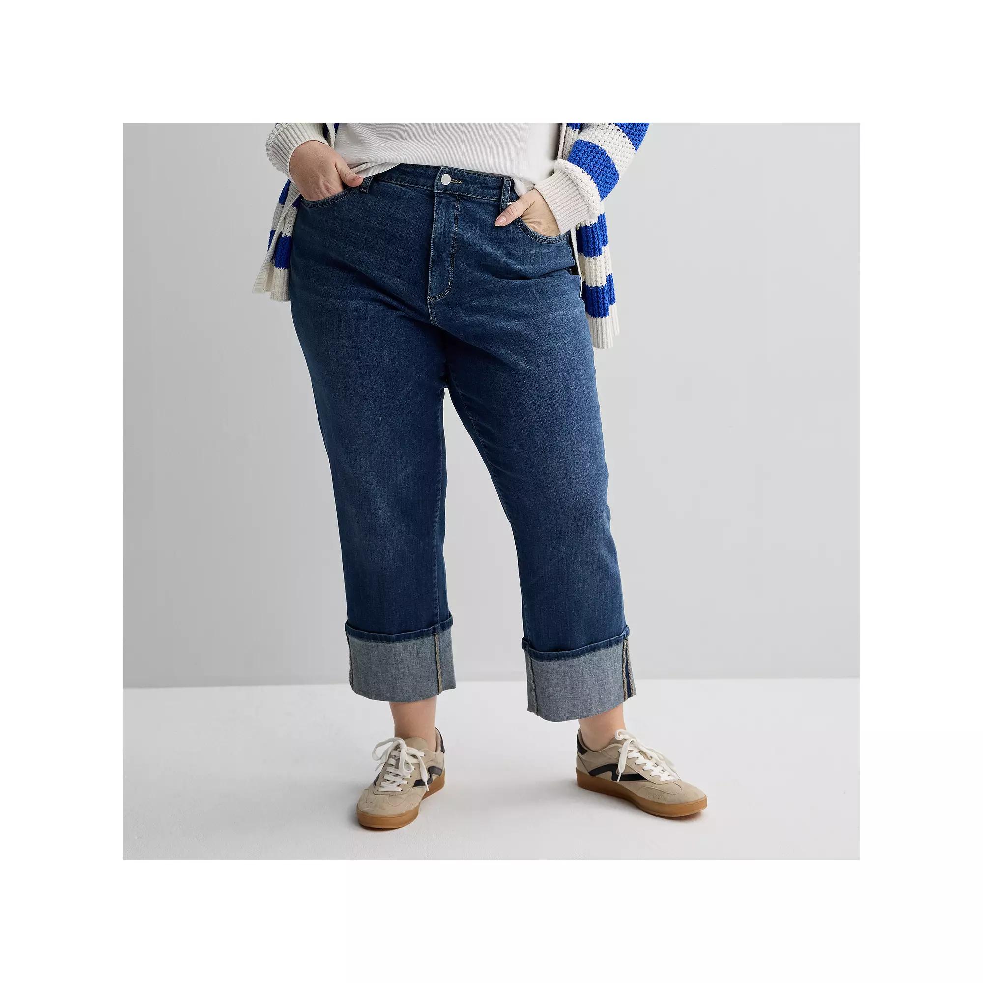 Plus Size Sonoma Goods For Life® Straight Cuff Jeans, Women's, Size: 22 W, Medium Blue Product Image