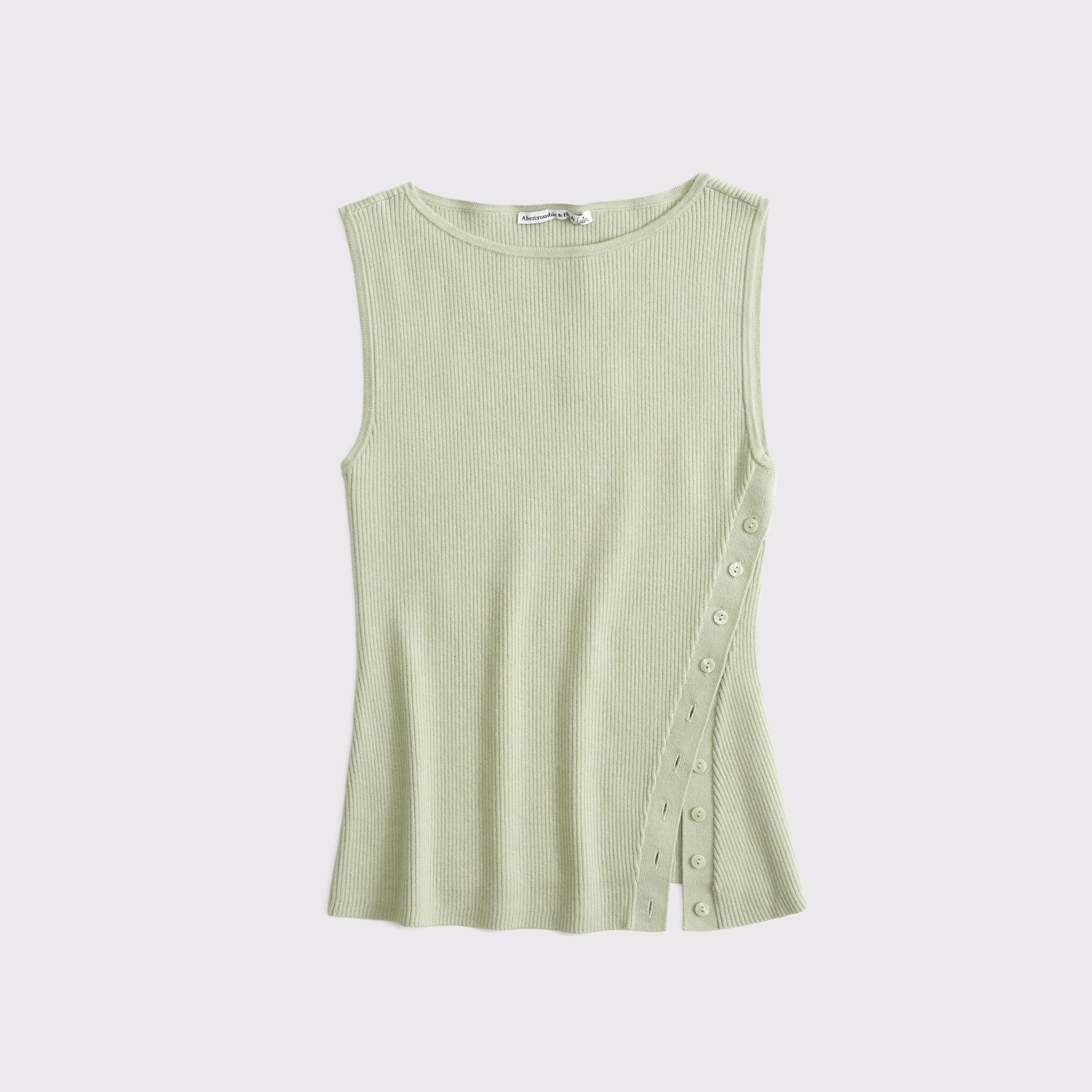 Asymmetrical Button Sweater Tank Product Image