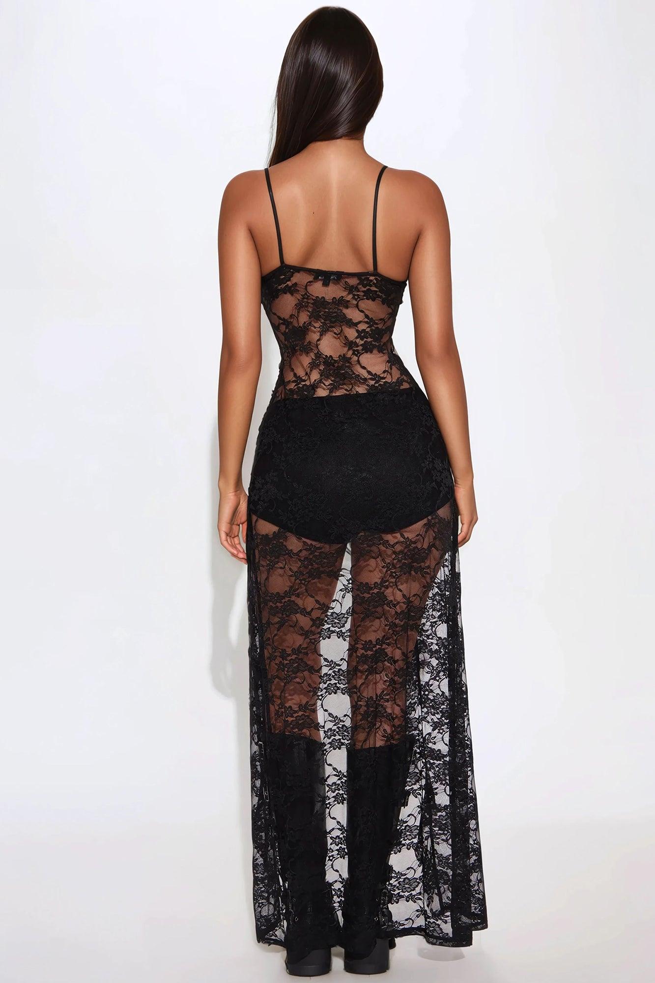 Wild Moves Leopard Lace Short Set - Black Product Image