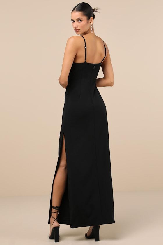 Romantic Existence Black Column Maxi Dress Product Image