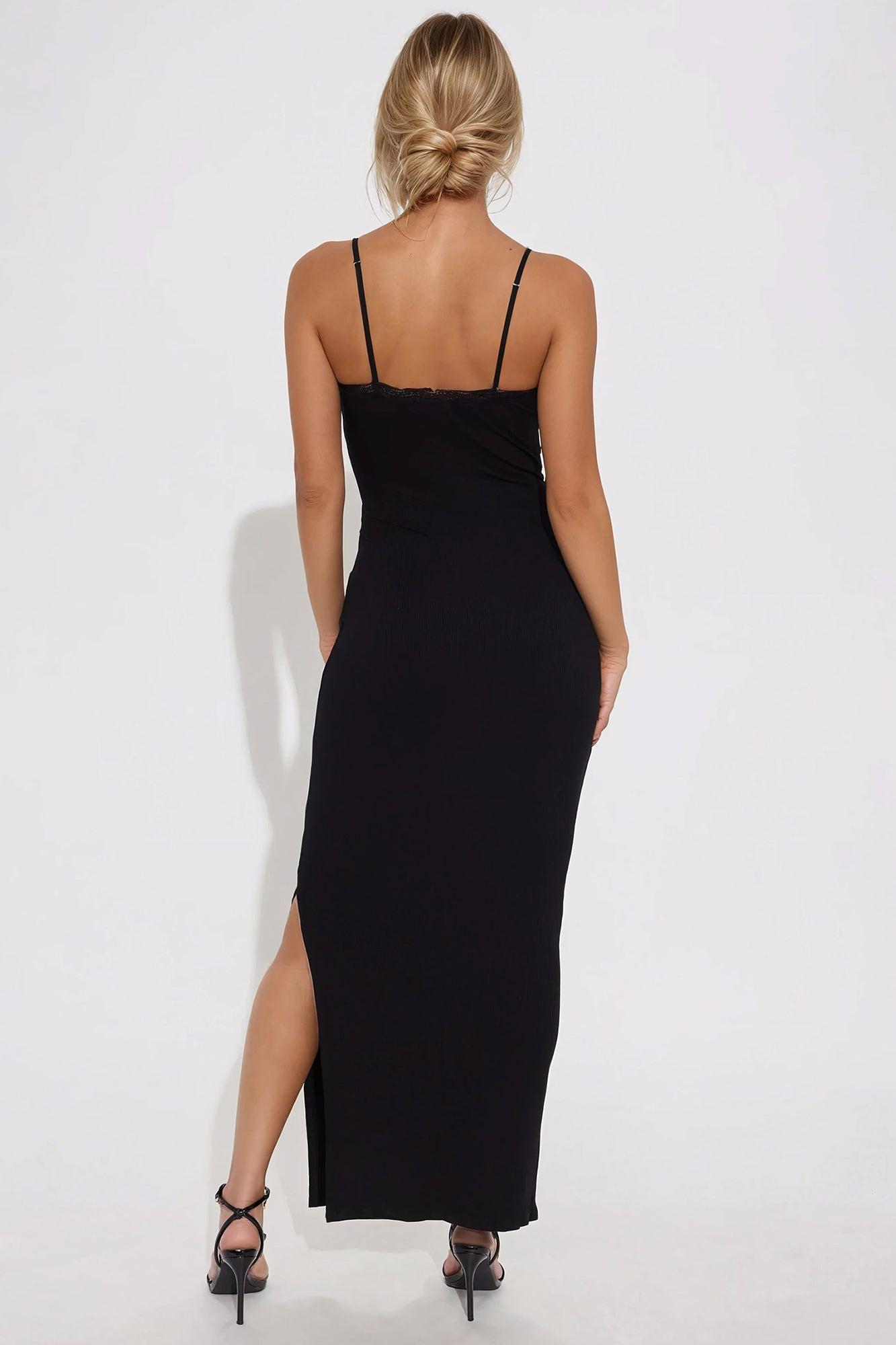 Rosalyn Ribbed Maxi Dress - Black Product Image
