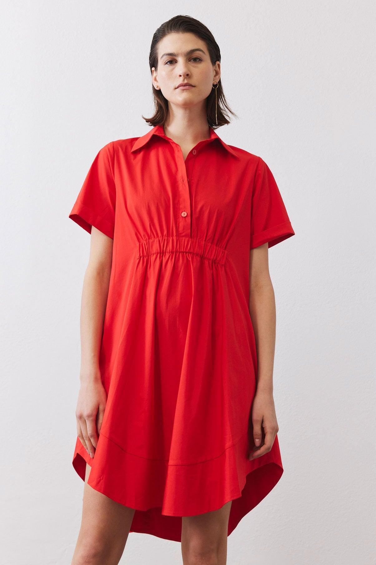 Oversized Pinch Waist Poplin Dress Product Image