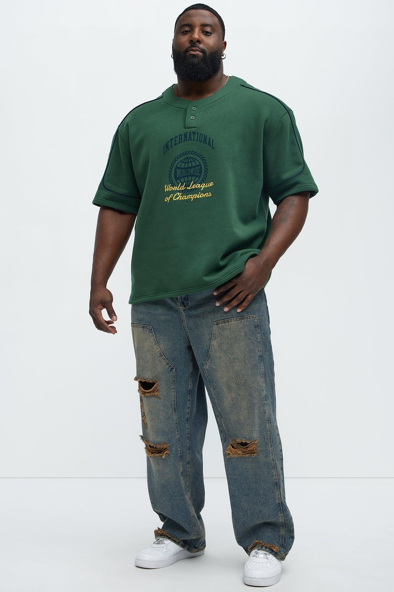 International Champ Short Sleeve Henley - Hunter Green Product Image