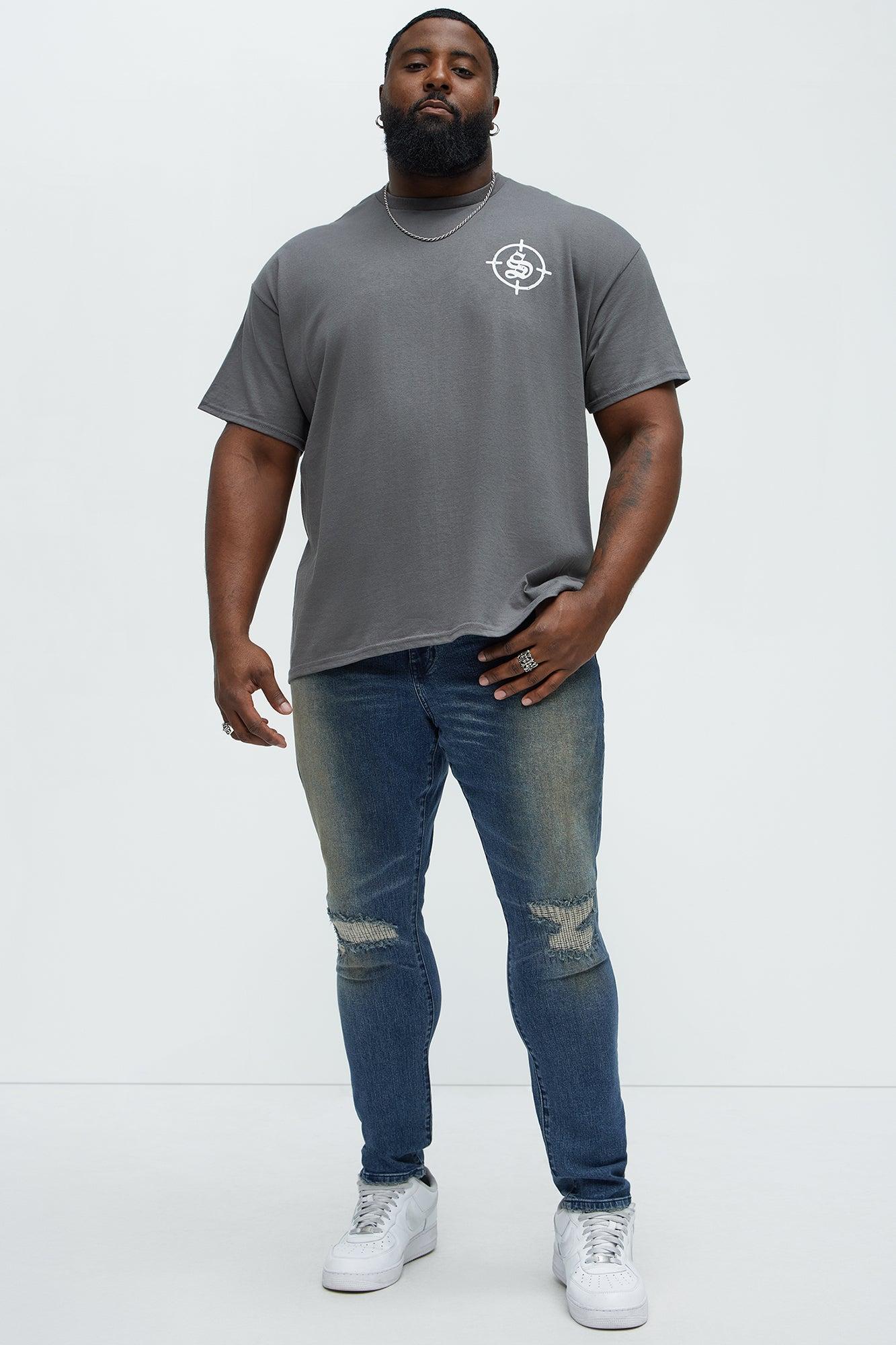 Faded In And Out Repaired Skinny Jeans - Dark Wash Product Image