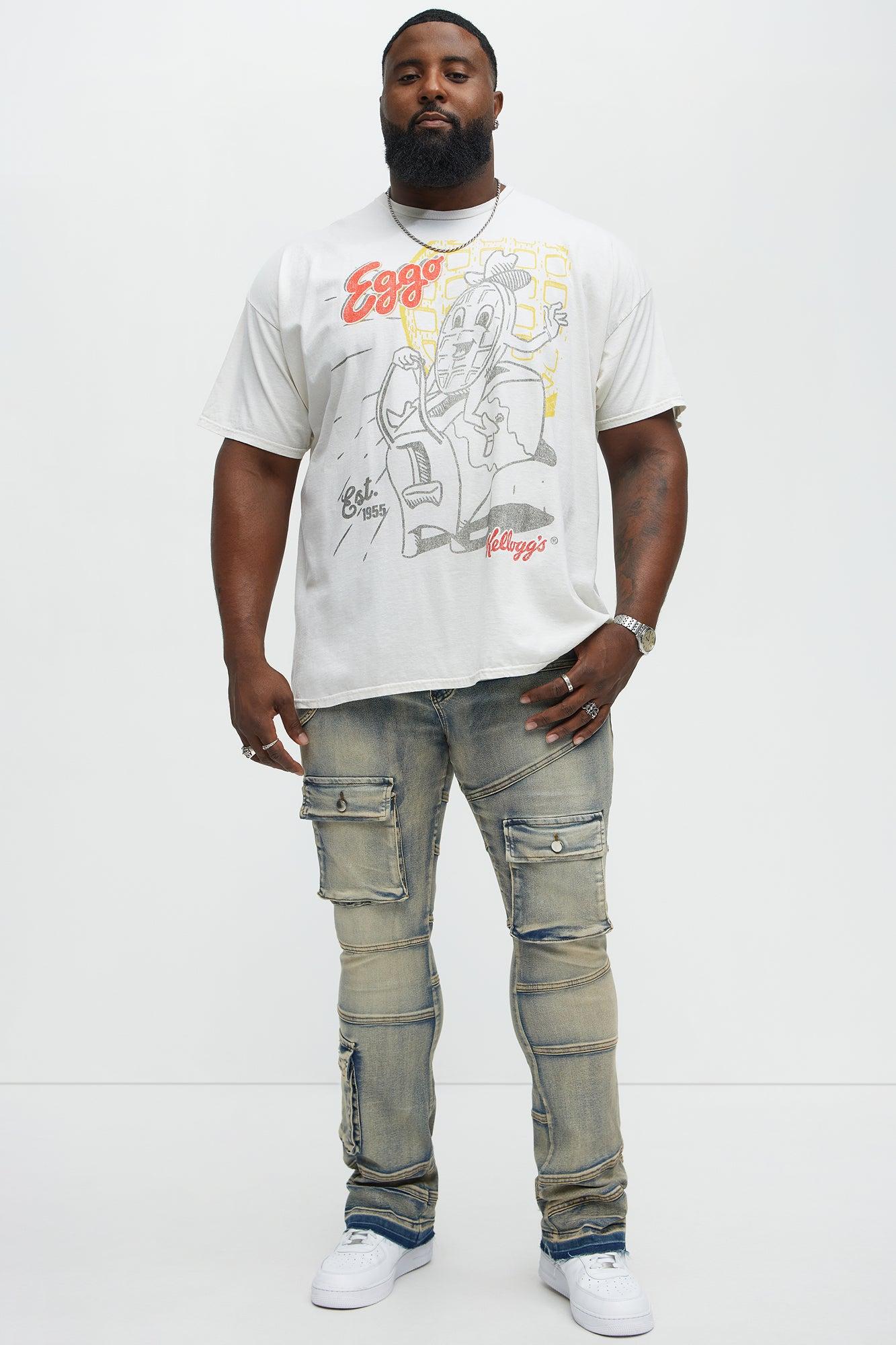 Stacked Skinny Flare Come Find Me Cargo Jeans - Light Blue Wash Male Product Image