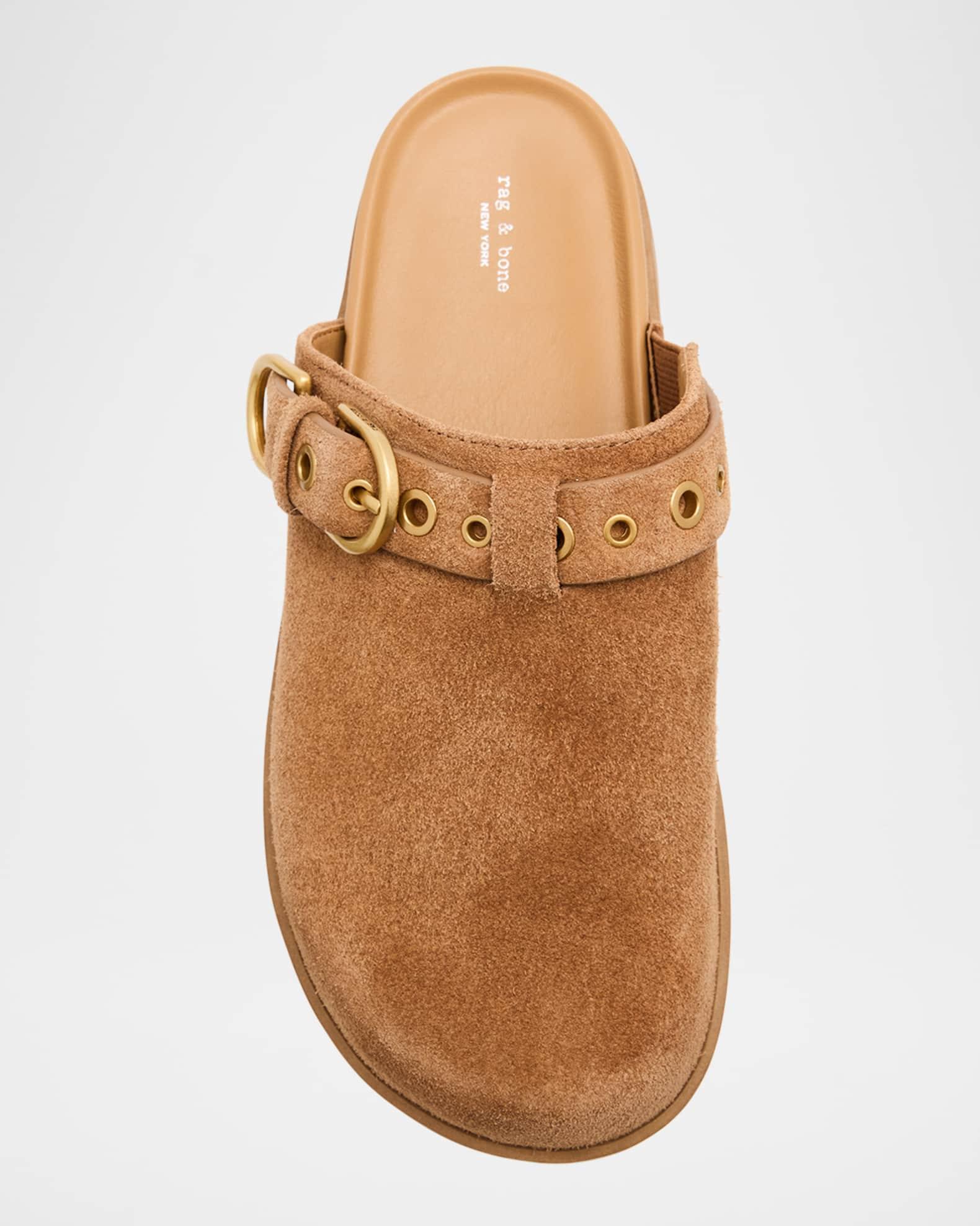 Geo Suede Buckle Platform Mules Product Image