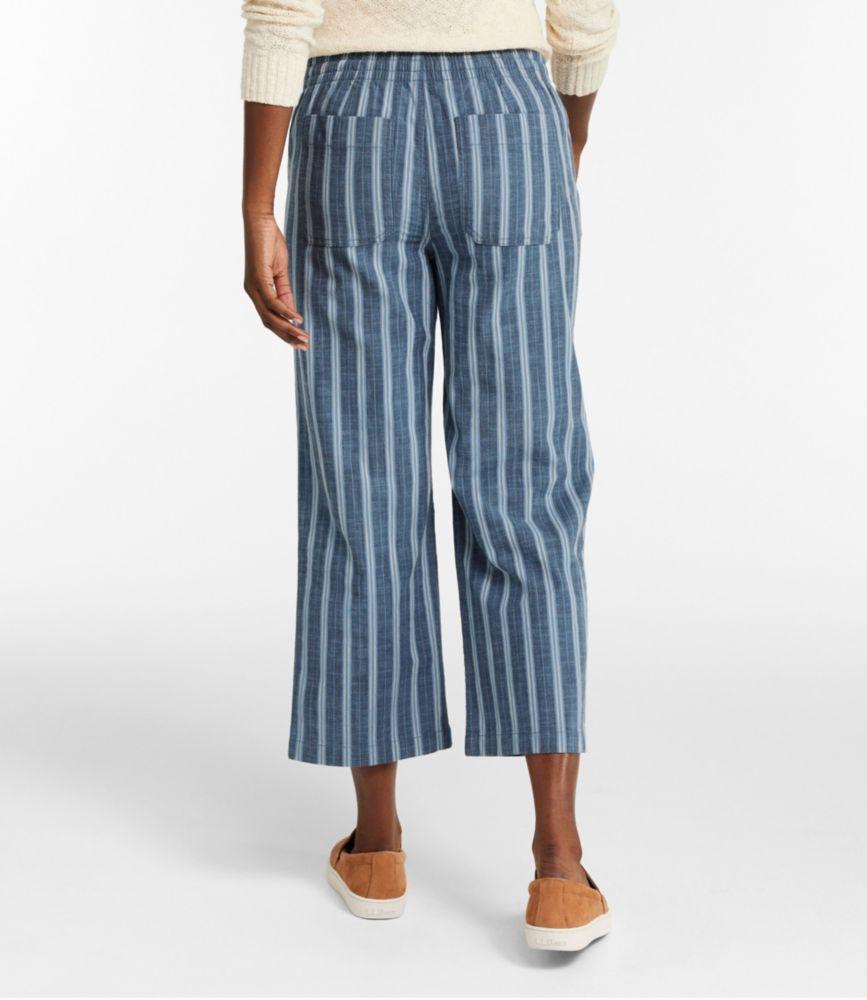Women's Lakewashed Pull-On Chinos, Mid-Rise Wide-Leg Crop Stripe Product Image