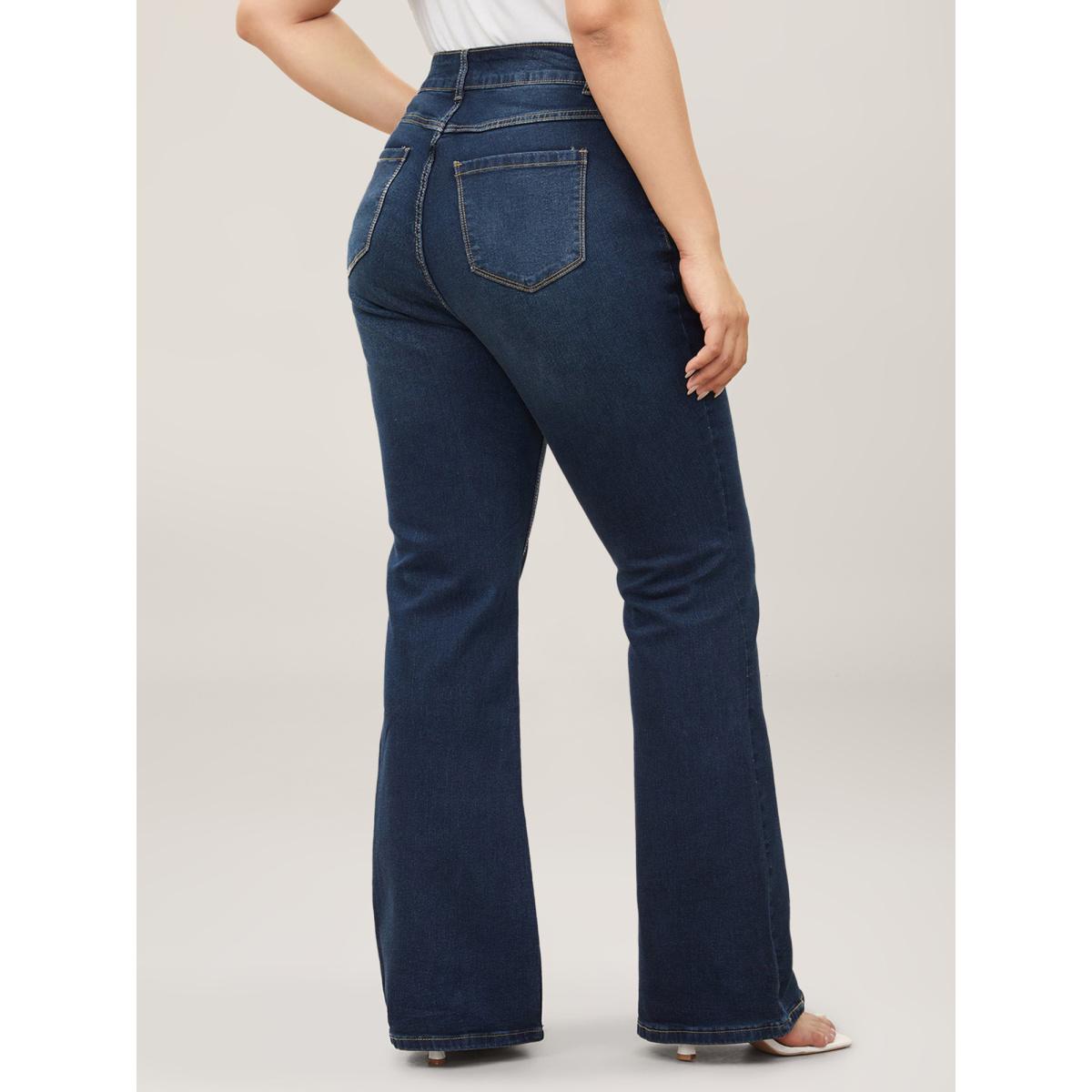 Plus Size Bootcut Very Stretchy Mid Rise Medium Wash Sculpt Waist Jeans Women Denimblue Timeless Plain Non High stretch Slanted pocket Jeans BloomChic 30/6X Product Image