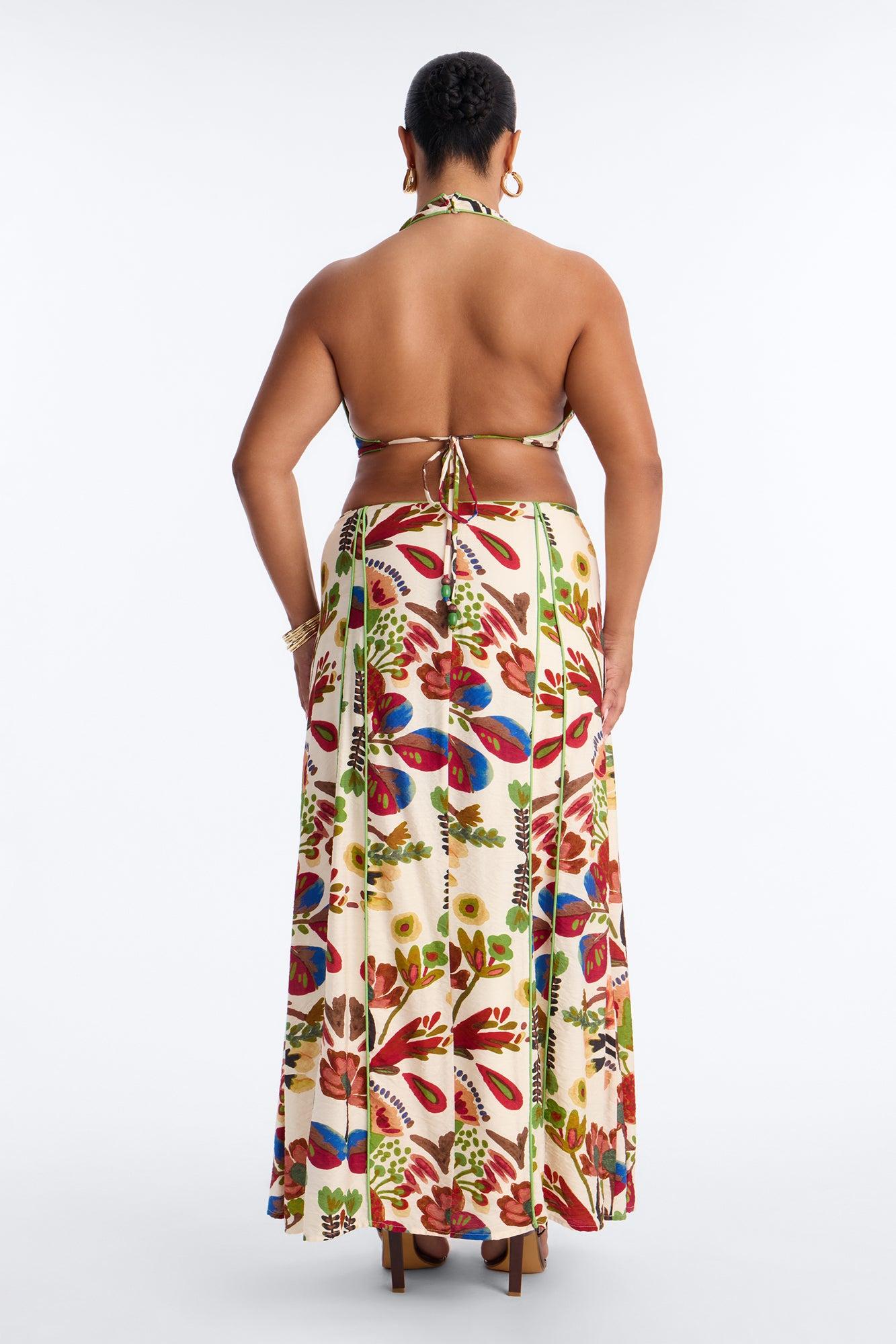 Sicilian Summer Linen Maxi Dress - Cream/combo Female Product Image