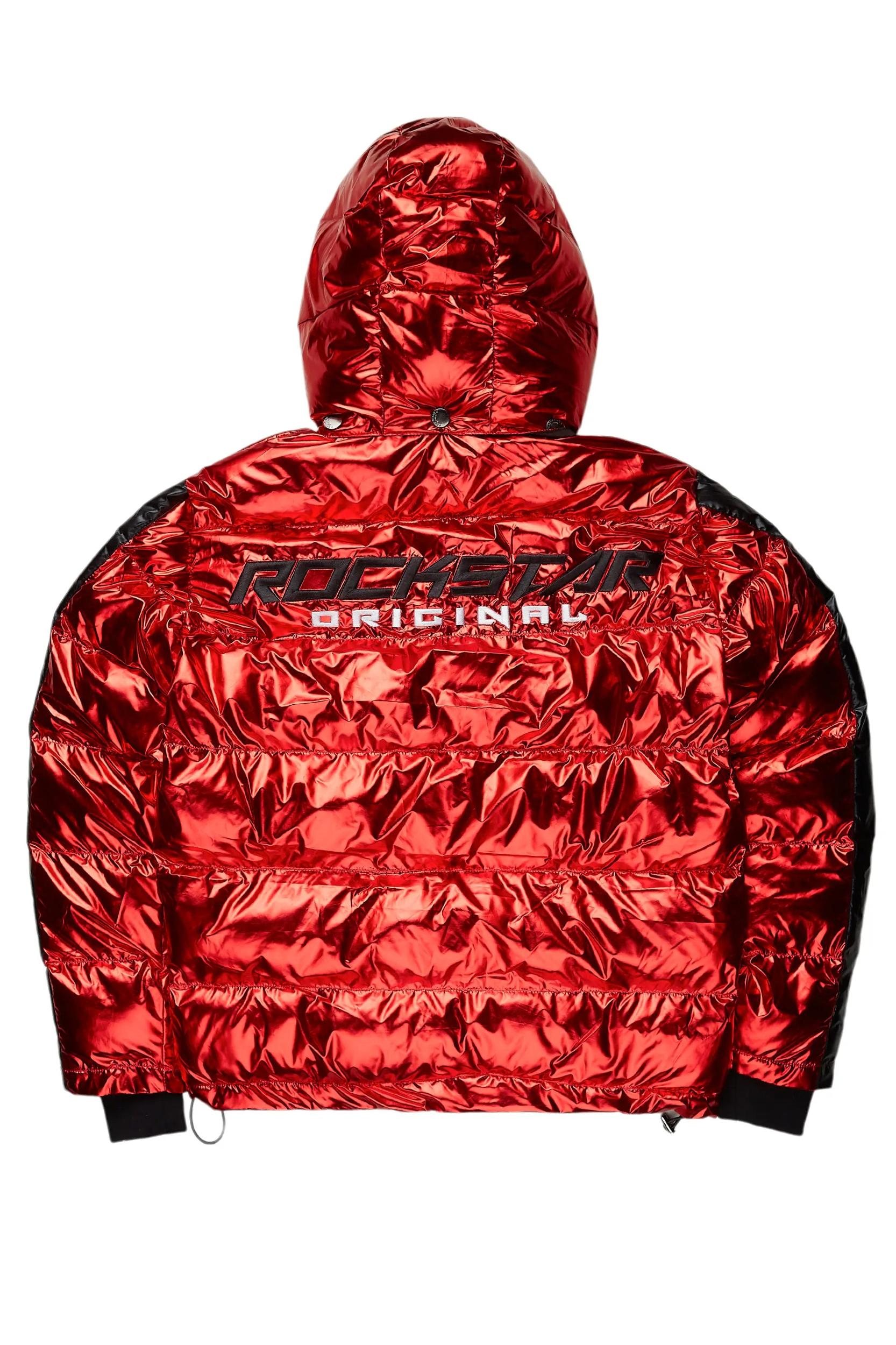 Metallic Red Alasia Puffer Jacket Male Product Image