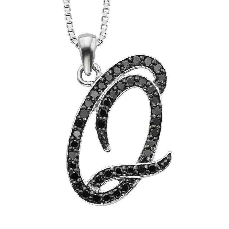 Jewelexcess Sterling Silver 1/4-ct. T.W. Black Diamond Initial Pendant, Women's,  Product Image