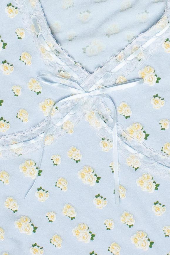 Patterned Ribbon Lace Trim Tee Product Image