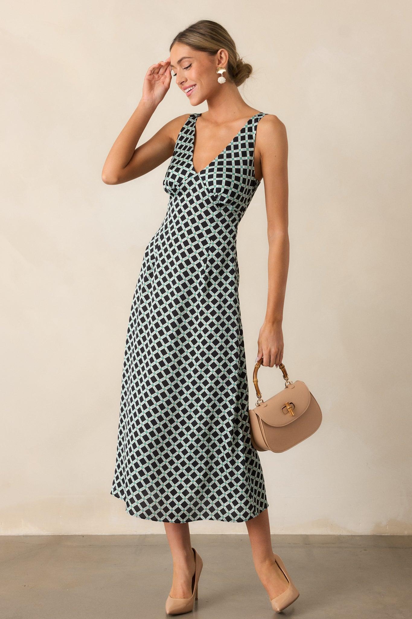 MINKPINK Nova Black Bias Slip Midi Dress Product Image