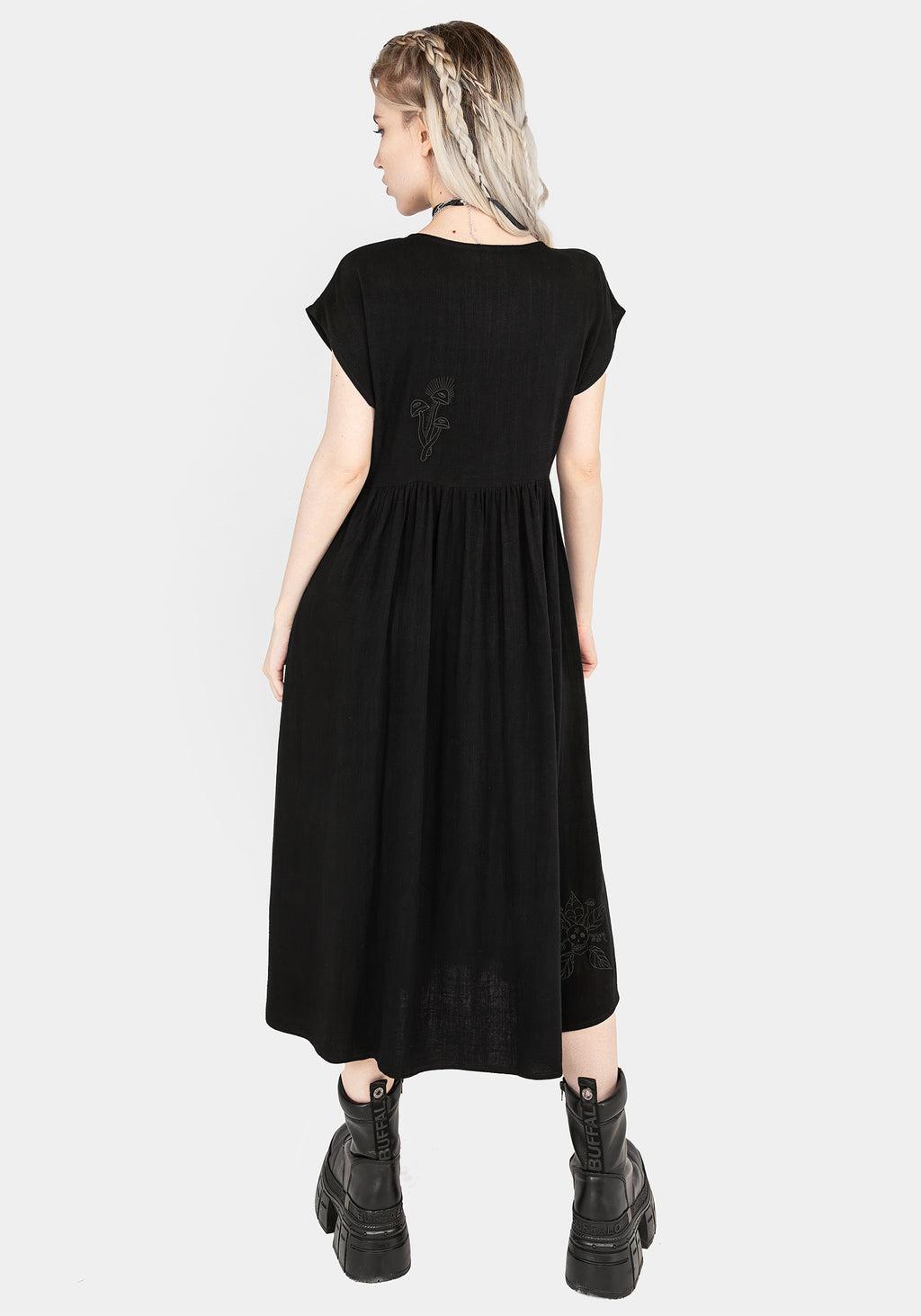 Scutellaria Embroidered Button Up Midi Dress Product Image