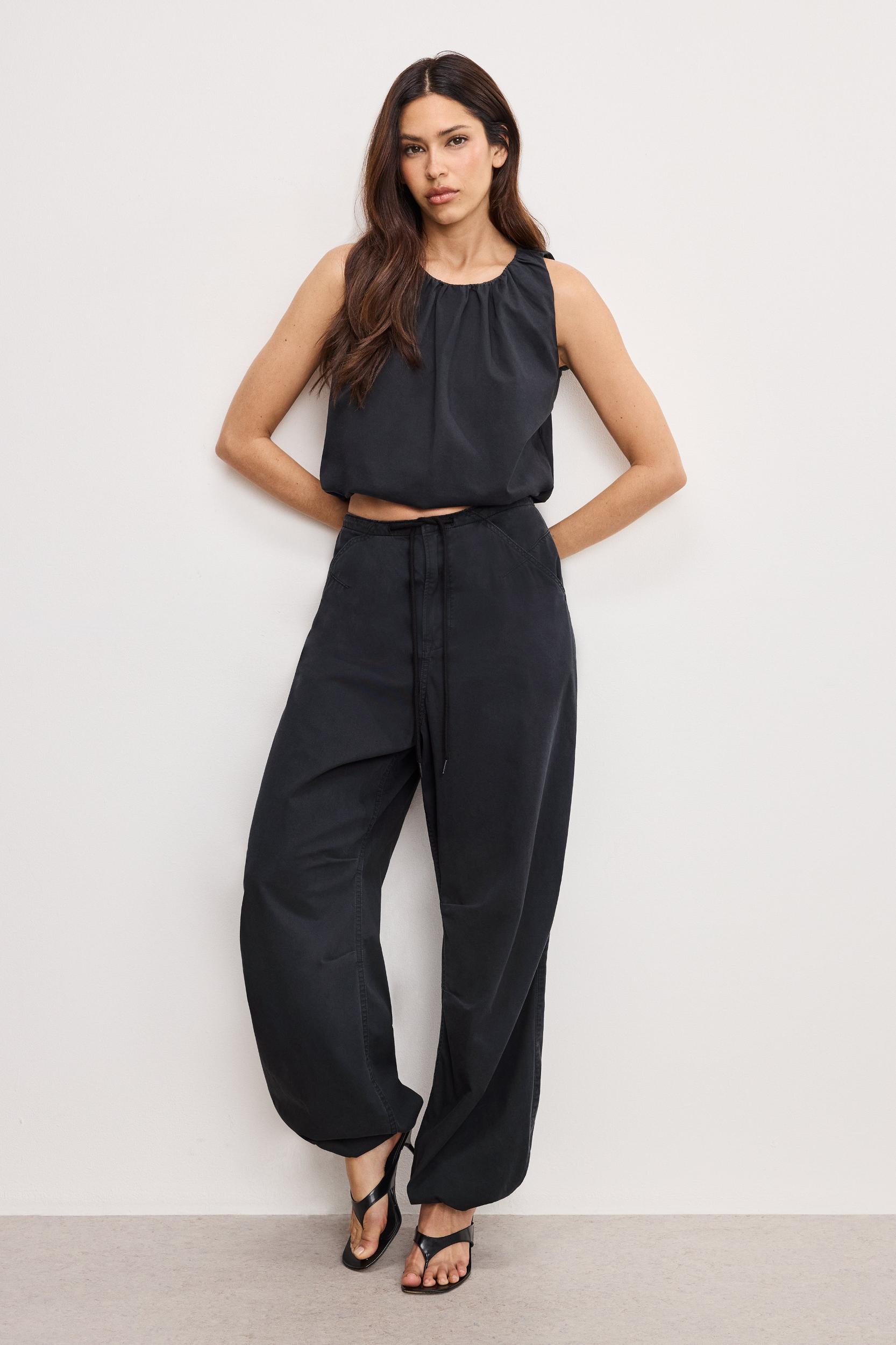 TWILL PARACHUTE PANTS | BLACK001 Product Image