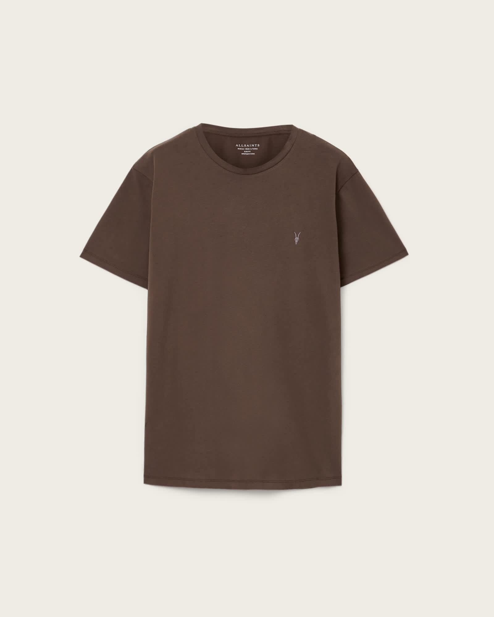 Brace Brushed Cotton Crew Neck T-Shirt Bitter Brown | ALLSAINTS US Product Image