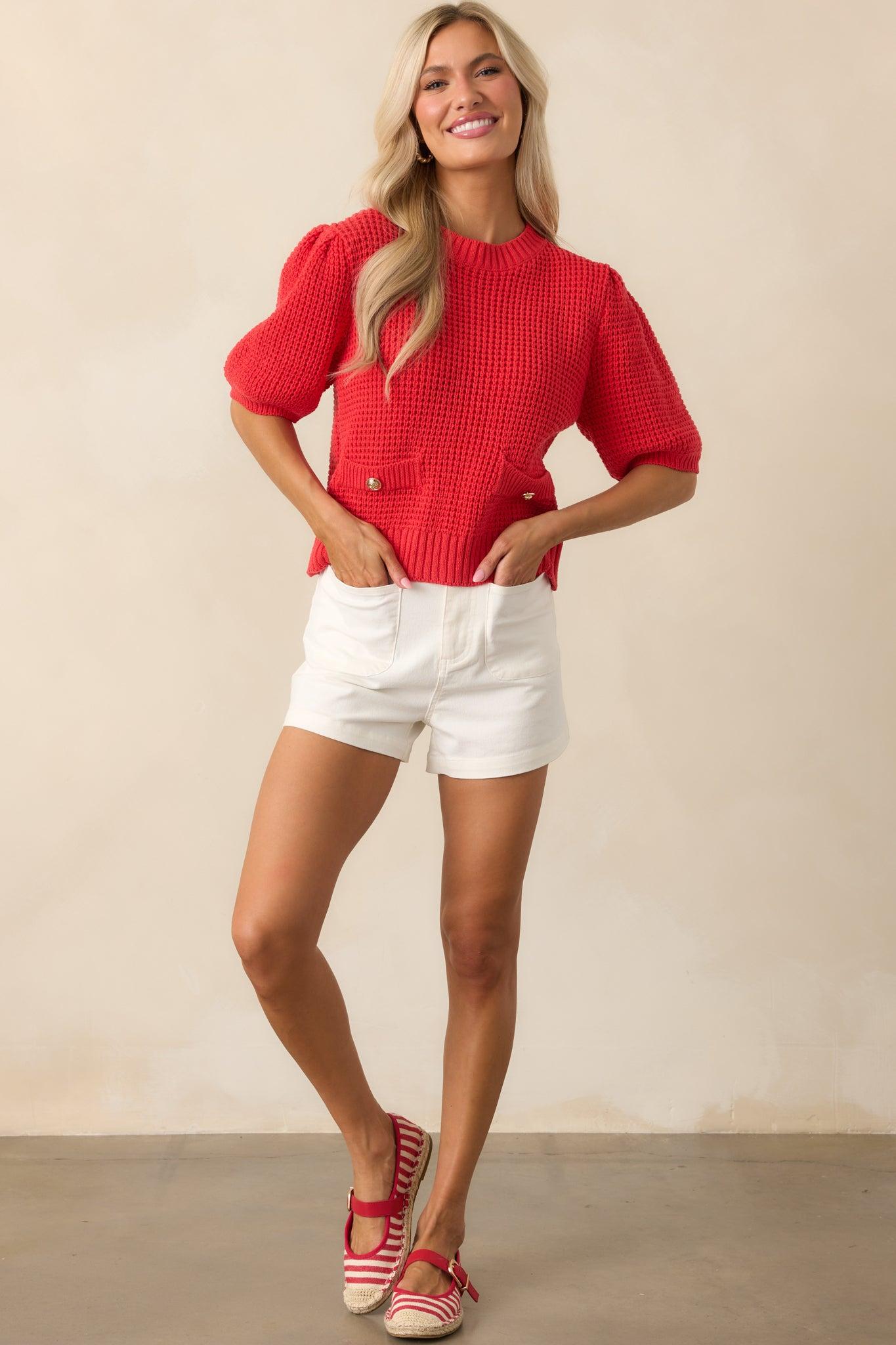For The Moment Ivory High Waisted Patch Pocket Shorts Product Image