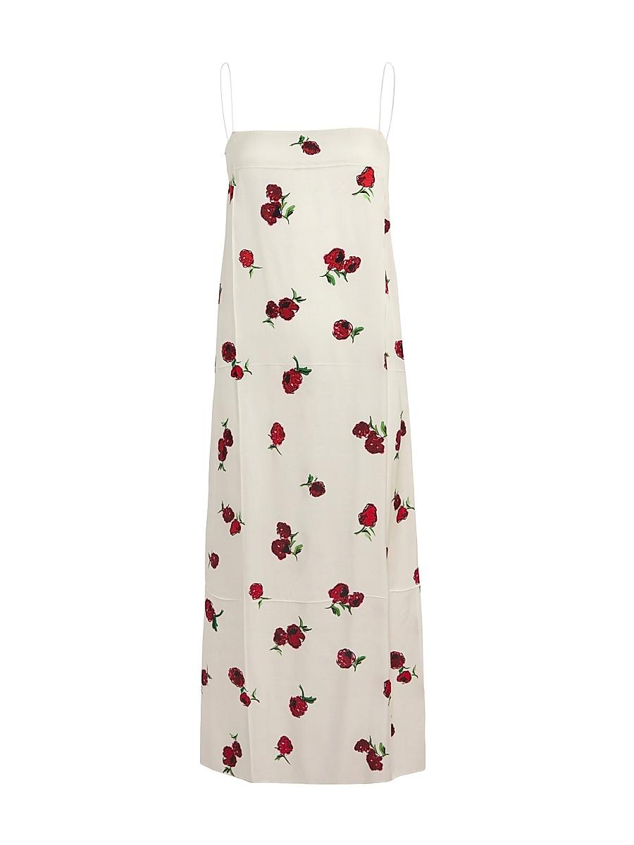 Womens Sicily Silk Raspberry Print Slip Dress Product Image