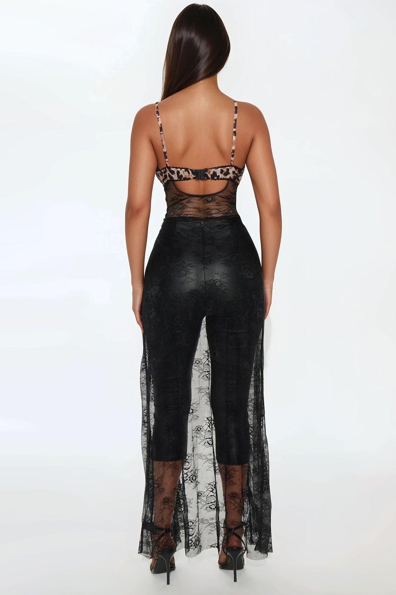 Love Lingers Leopard Lace Maxi Top - Black/combo Product Image