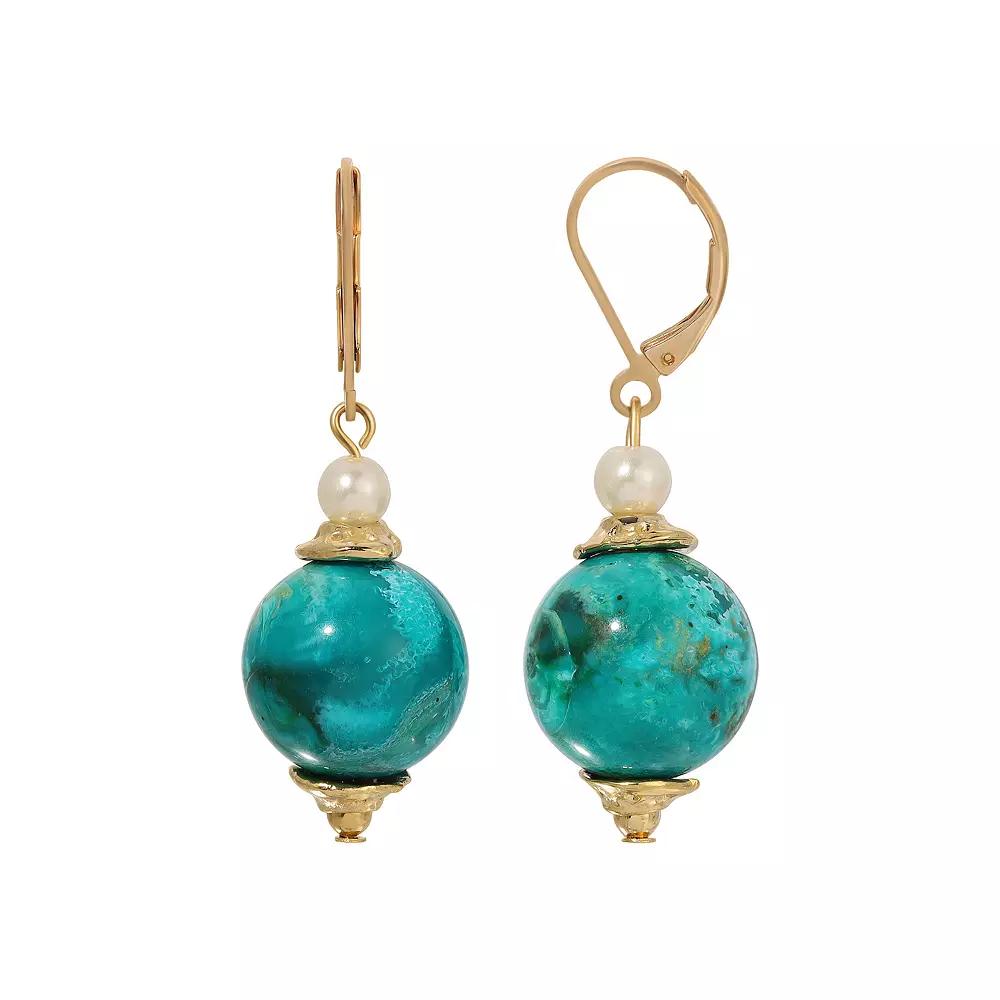 1928 Marbled Bead Drop Earrings, Women's, Turquoise Product Image