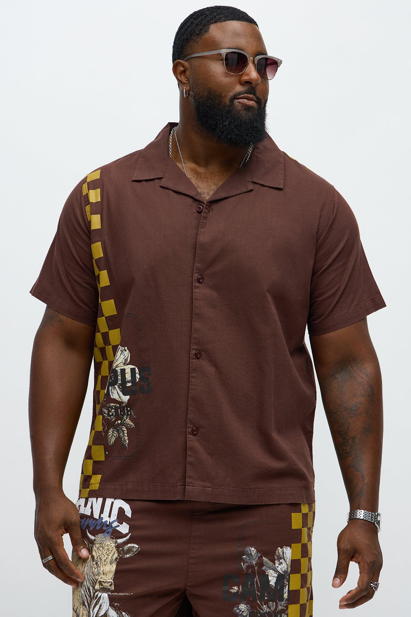 Groves Short Sleeve Button Up Shirt - Dark Brown Male Product Image