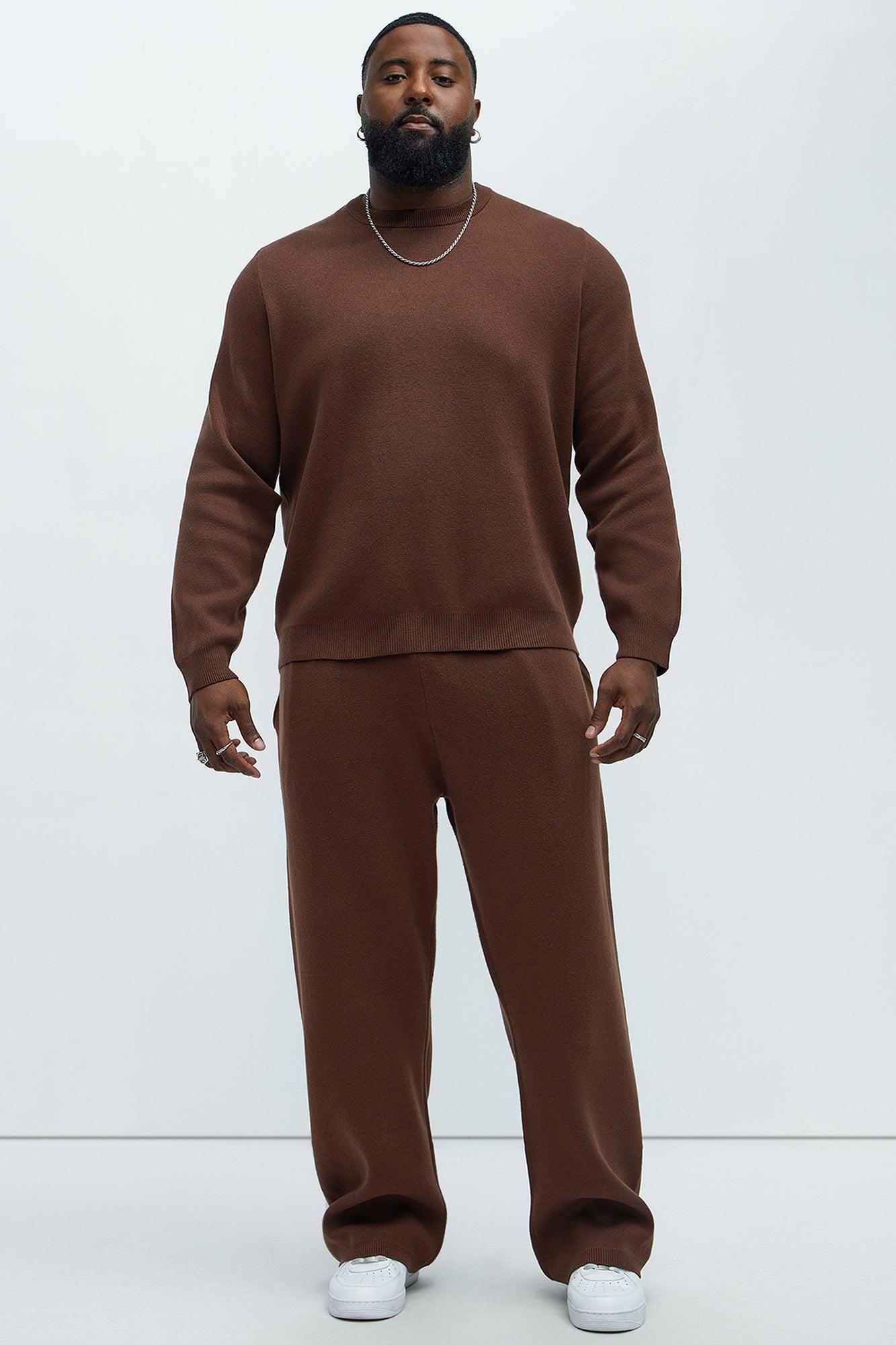Recline Sweater Knit Crewneck - Brown Product Image