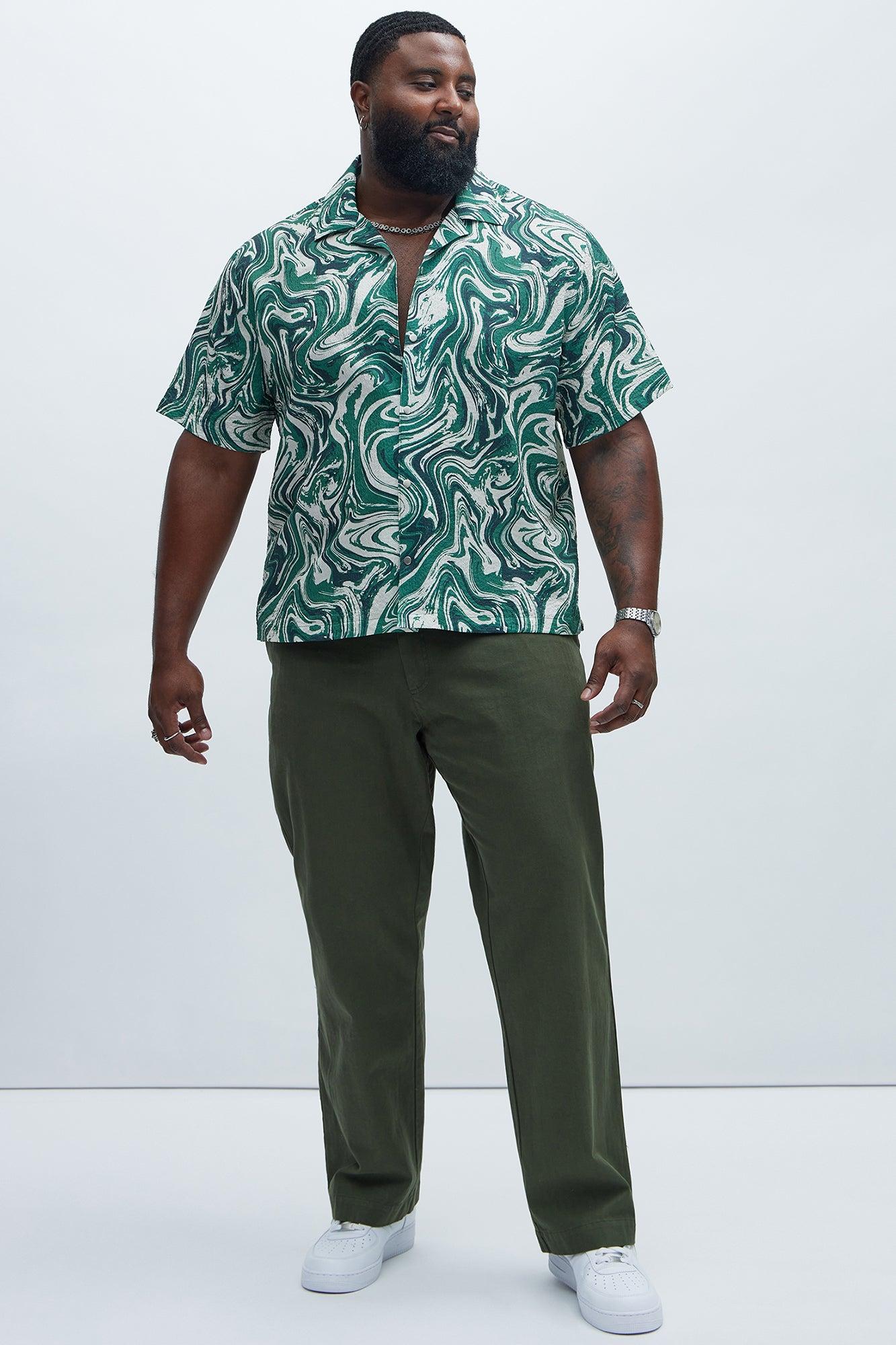 Berry Herringbone Straight Pants - Olive Product Image