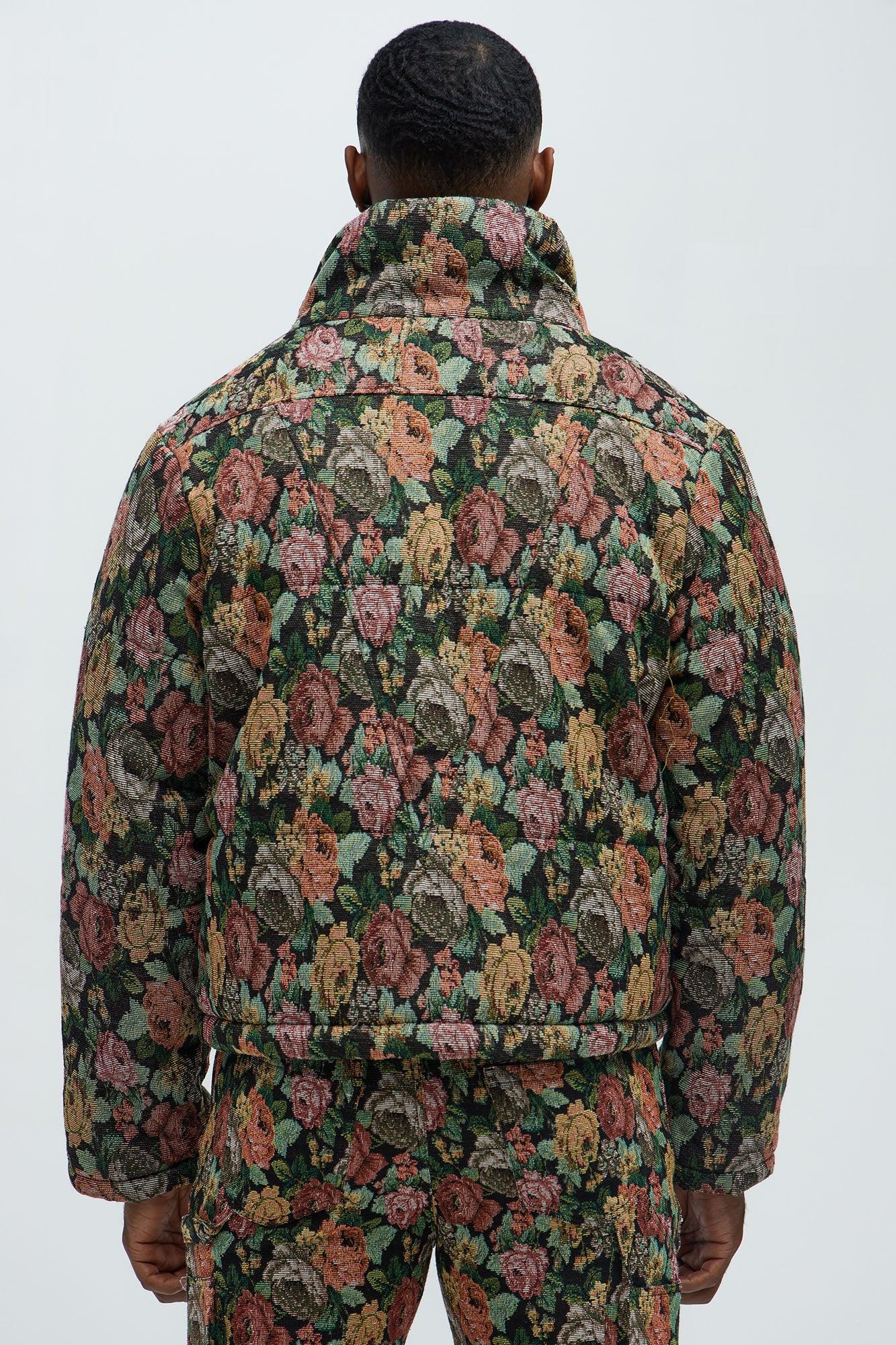 Bellevue Light Weight Cropped Tapestry Puffer - Black/combo Product Image