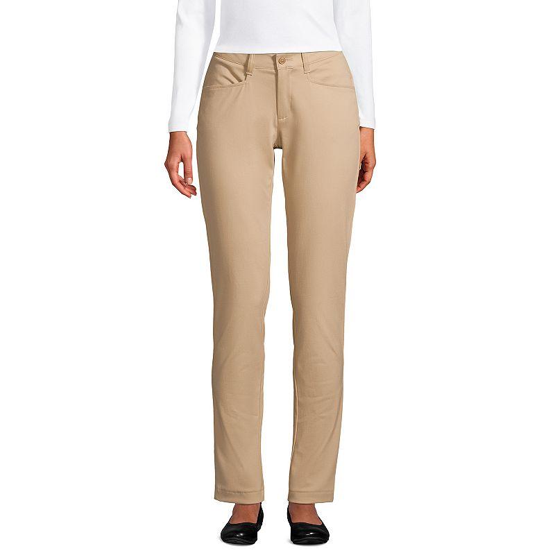 Women's Lands' End School Uniform Stretch Pencil Chino Pants, Size: 2, Green Product Image