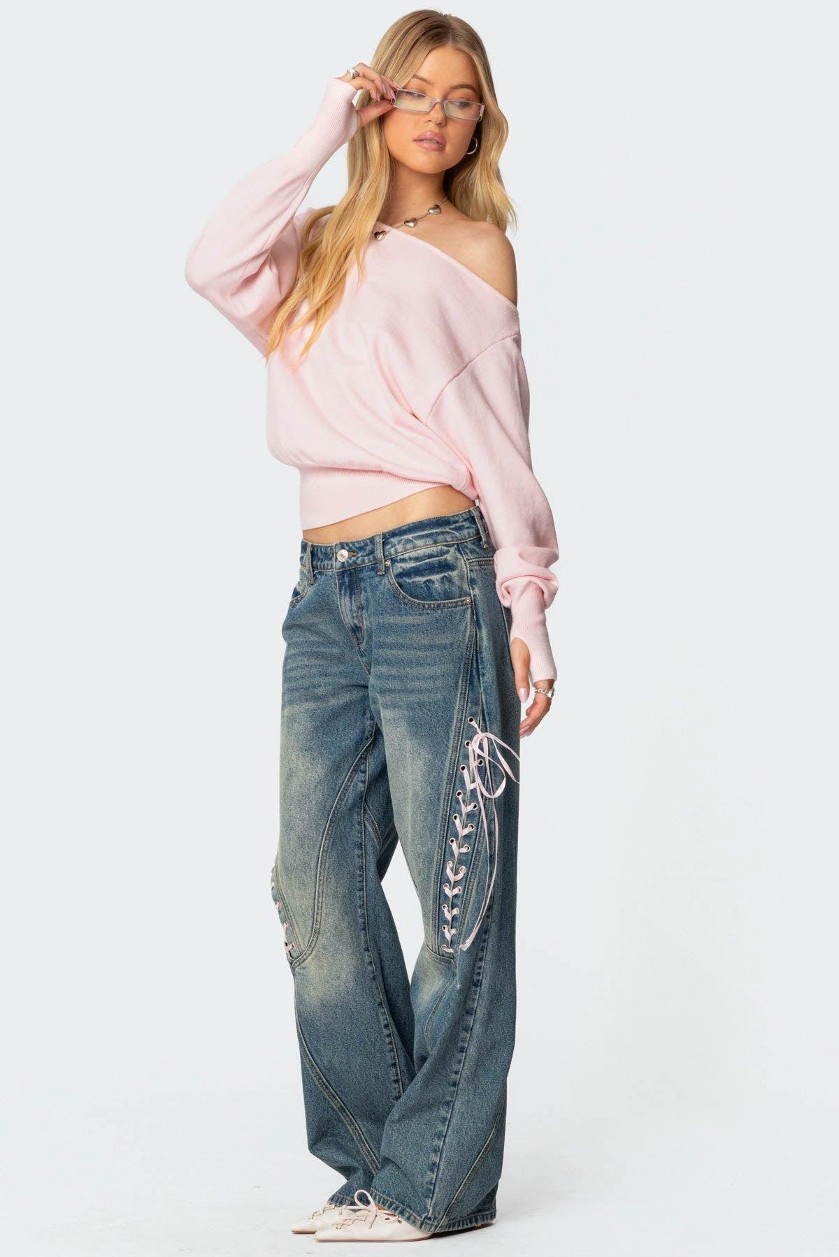 Off Shoulder Oversized Sweater Product Image