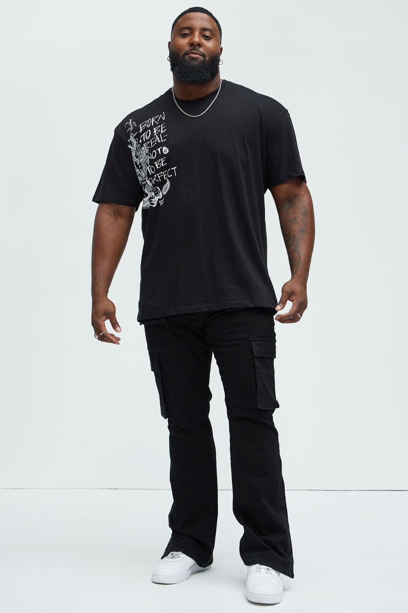 Snap At It Cargo Stacked Skinny Flare Jeans - Black Product Image