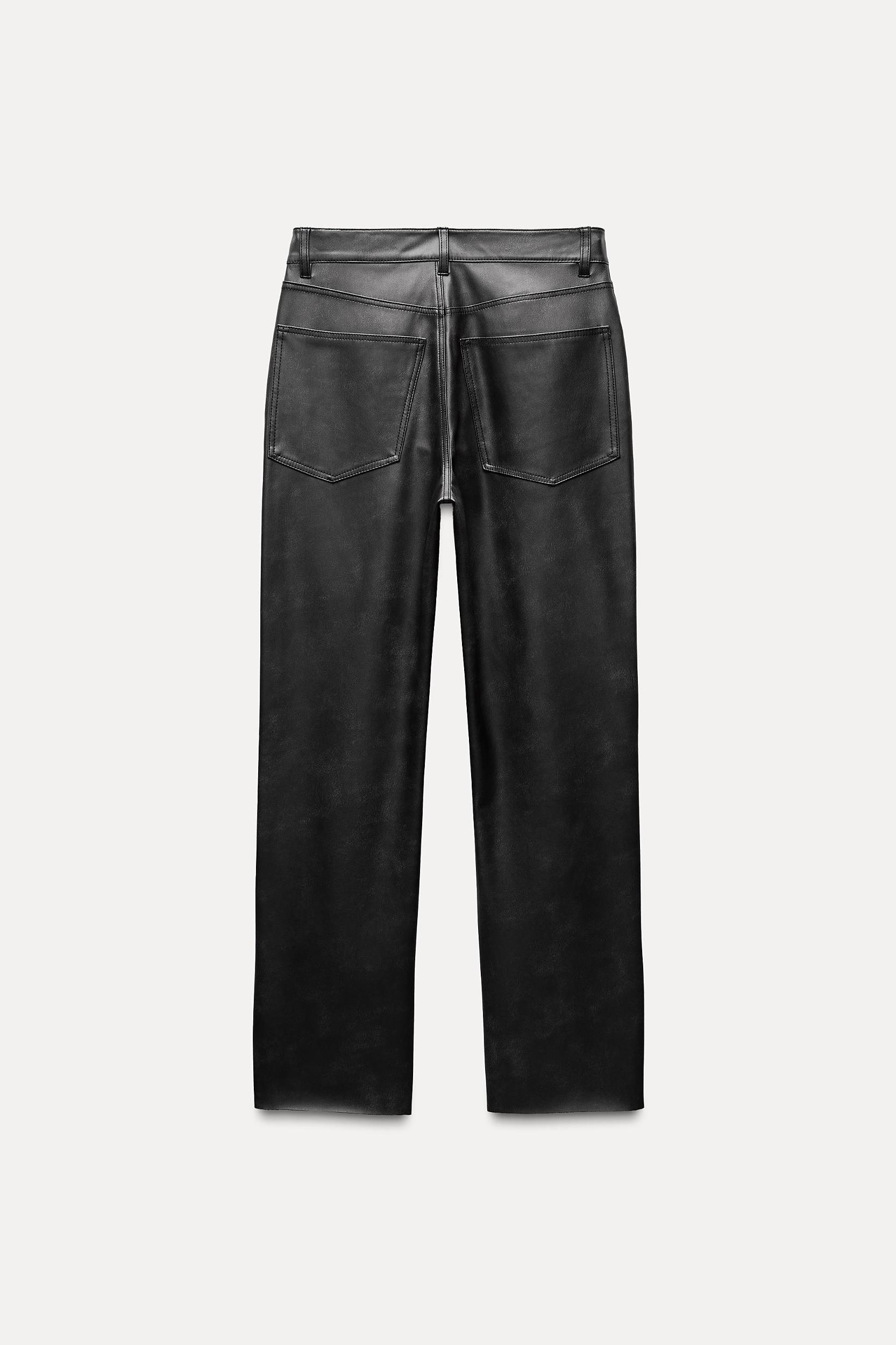 ZW COLLECTION FAUX LEATHER HIGH-WAISTED BOOTCUT CROPPED PANTS Product Image