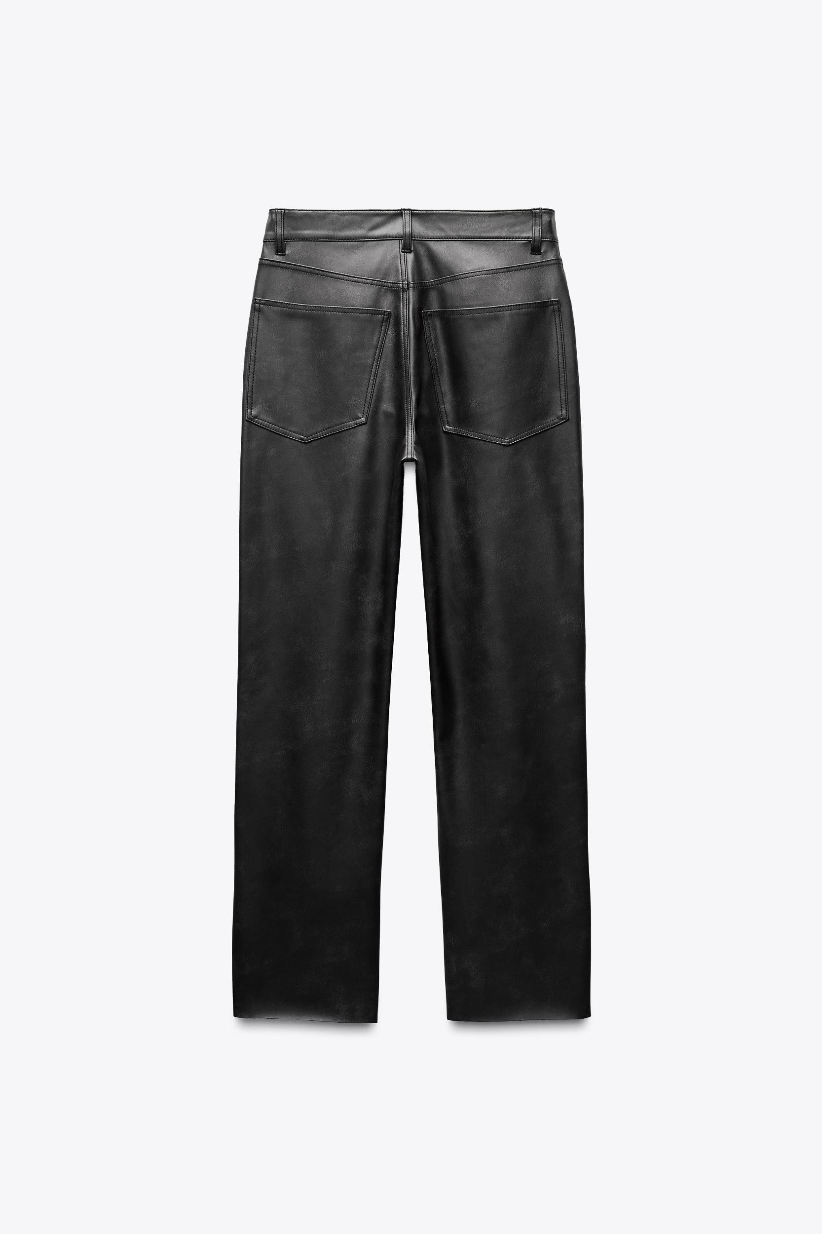 ZW COLLECTION FAUX LEATHER HIGH-WAISTED BOOTCUT CROPPED PANTS Product Image