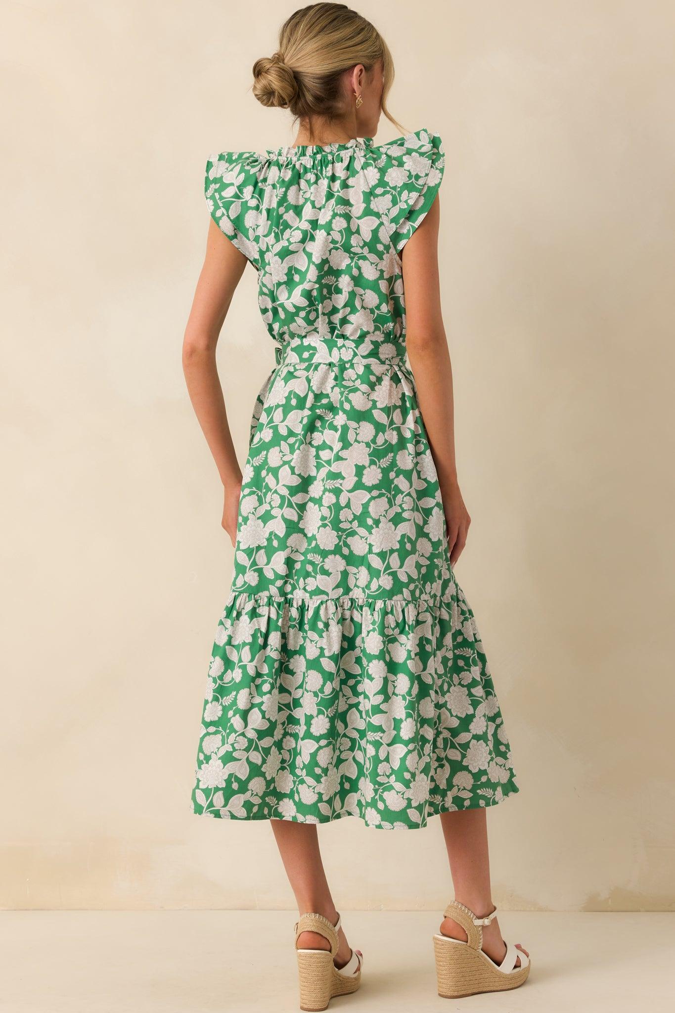 Anything I Want Green Floral Print Cotton Maxi Dress Product Image