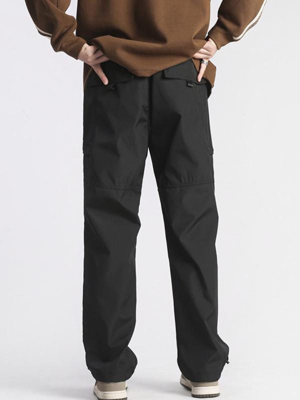 Men's Plain Casual Straight Cargo Pants Product Image