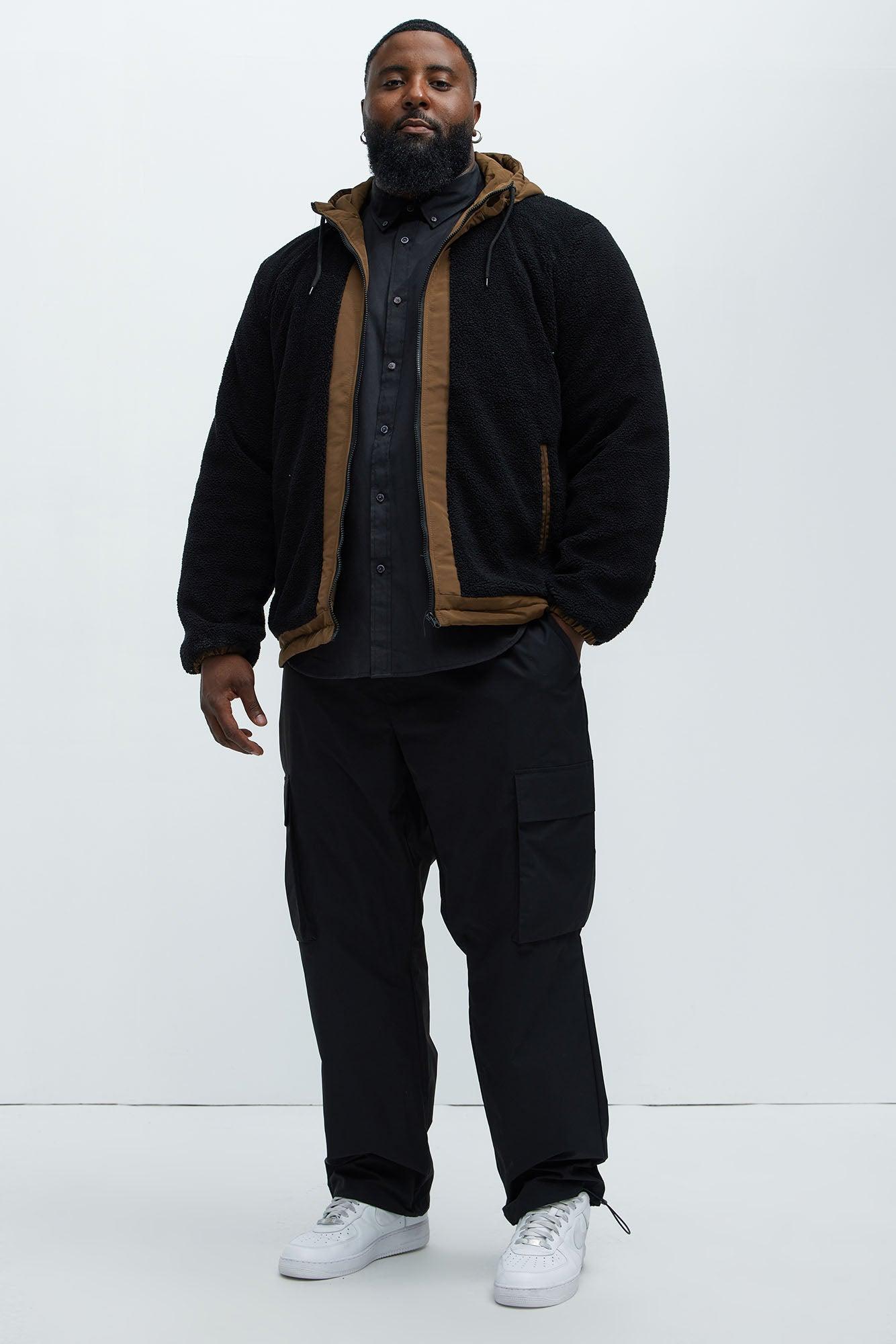 Theodore Midweight Teddybear Sherpa Jacket - Black/Brown Product Image