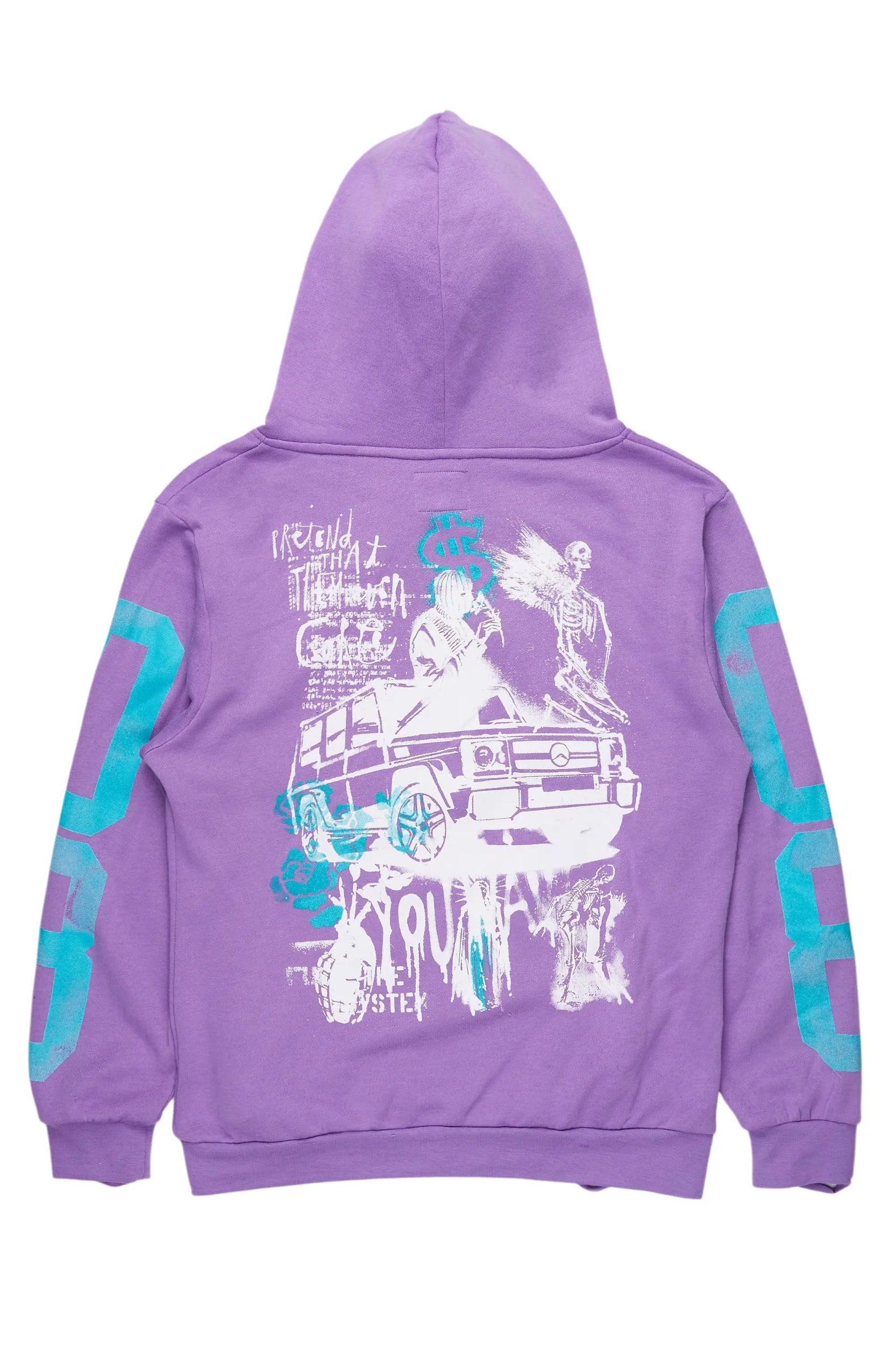 Grill Purple Graphic Hoodie Male Product Image