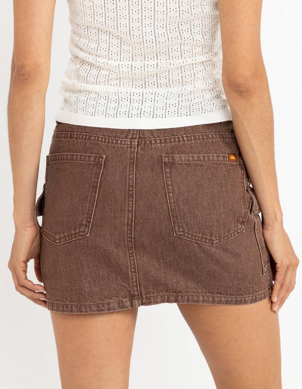 RHYTHM Cargo Womens Denim Mini Skirt - BROWN Product Image