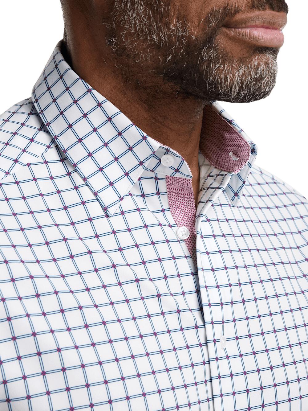 Performance Stretch Check Casual Shirt - Blue/pink Product Image