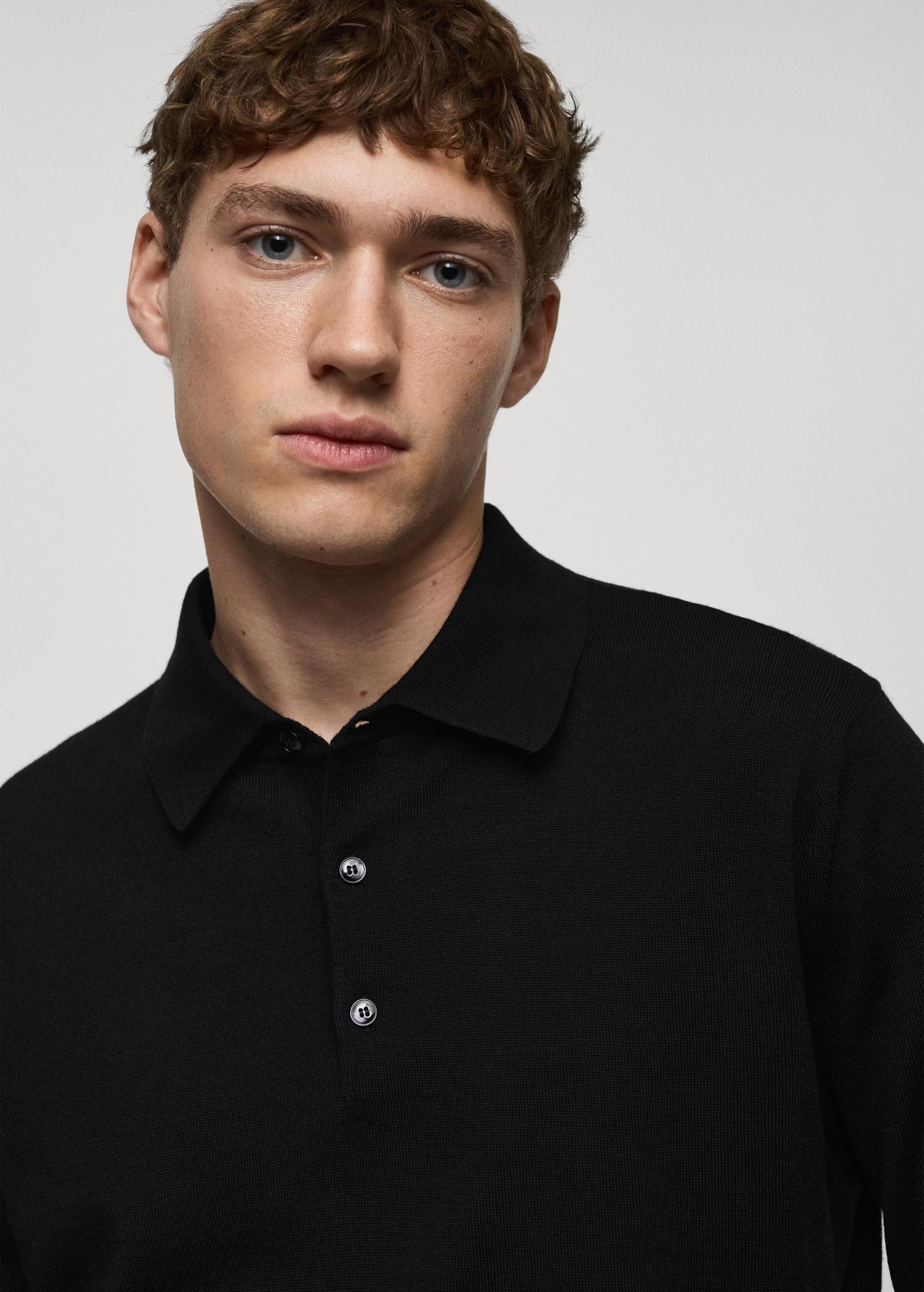 100% merino wool polo sweater - Men | MANGO USA Product Image