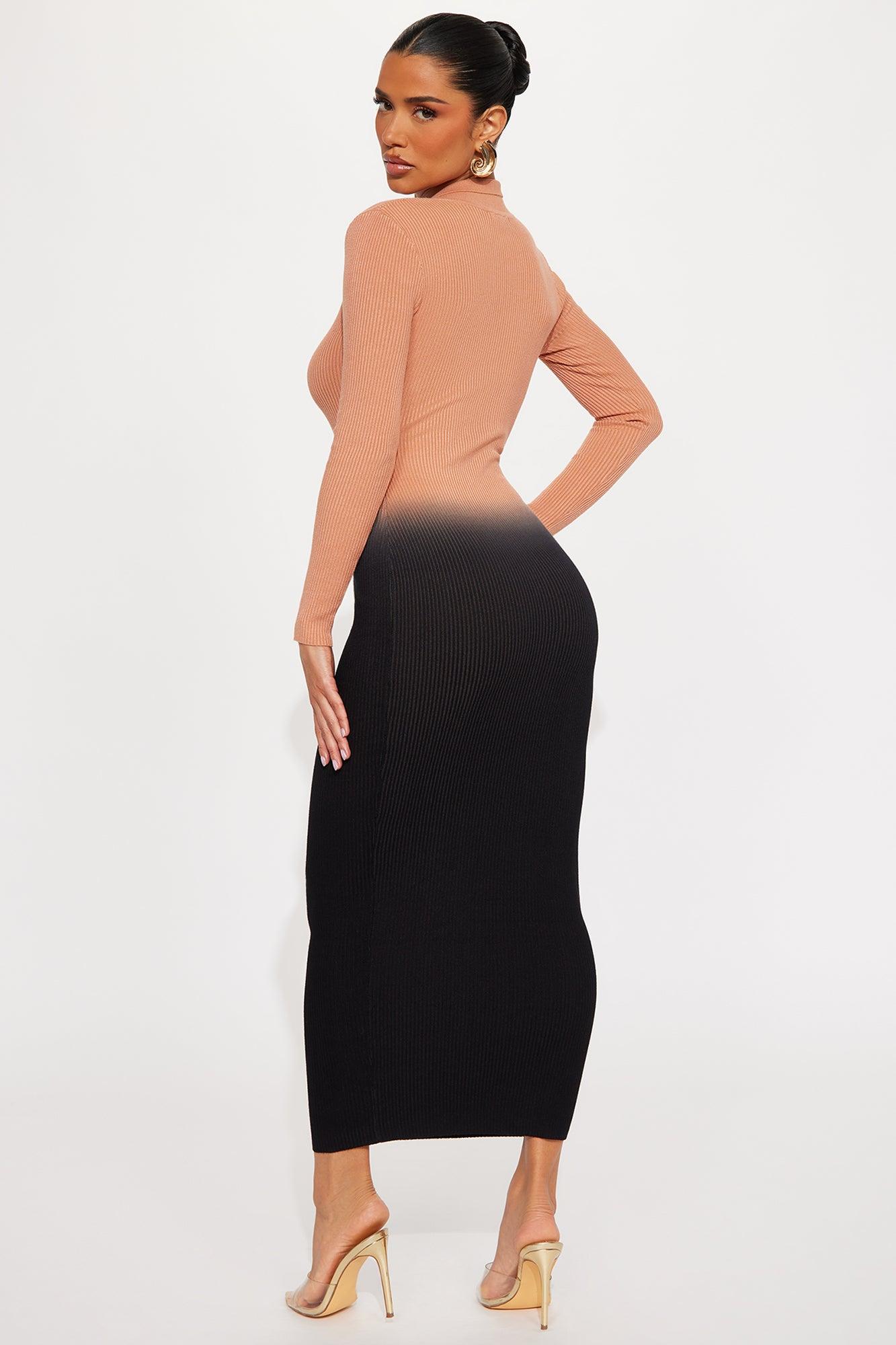 Fade Into You Sweater Maxi Dress - Tan/Multi Female Product Image
