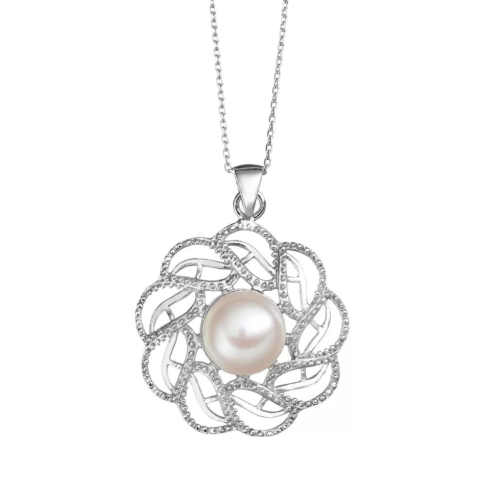 Freshwater Cultured Pearl Sterling Silver Openwork Pendant Necklace, Women's, Size: 18", White Product Image