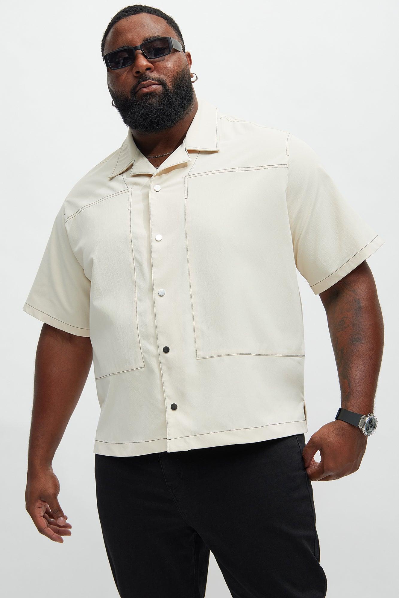 Hudson Contrast Stitching Shirt - Cream Product Image